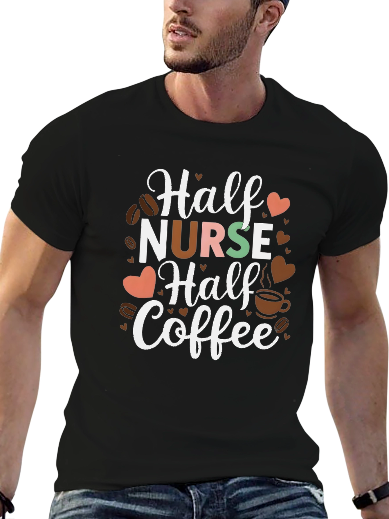 Half Nurse Half Coffee Graphic T-Shirt