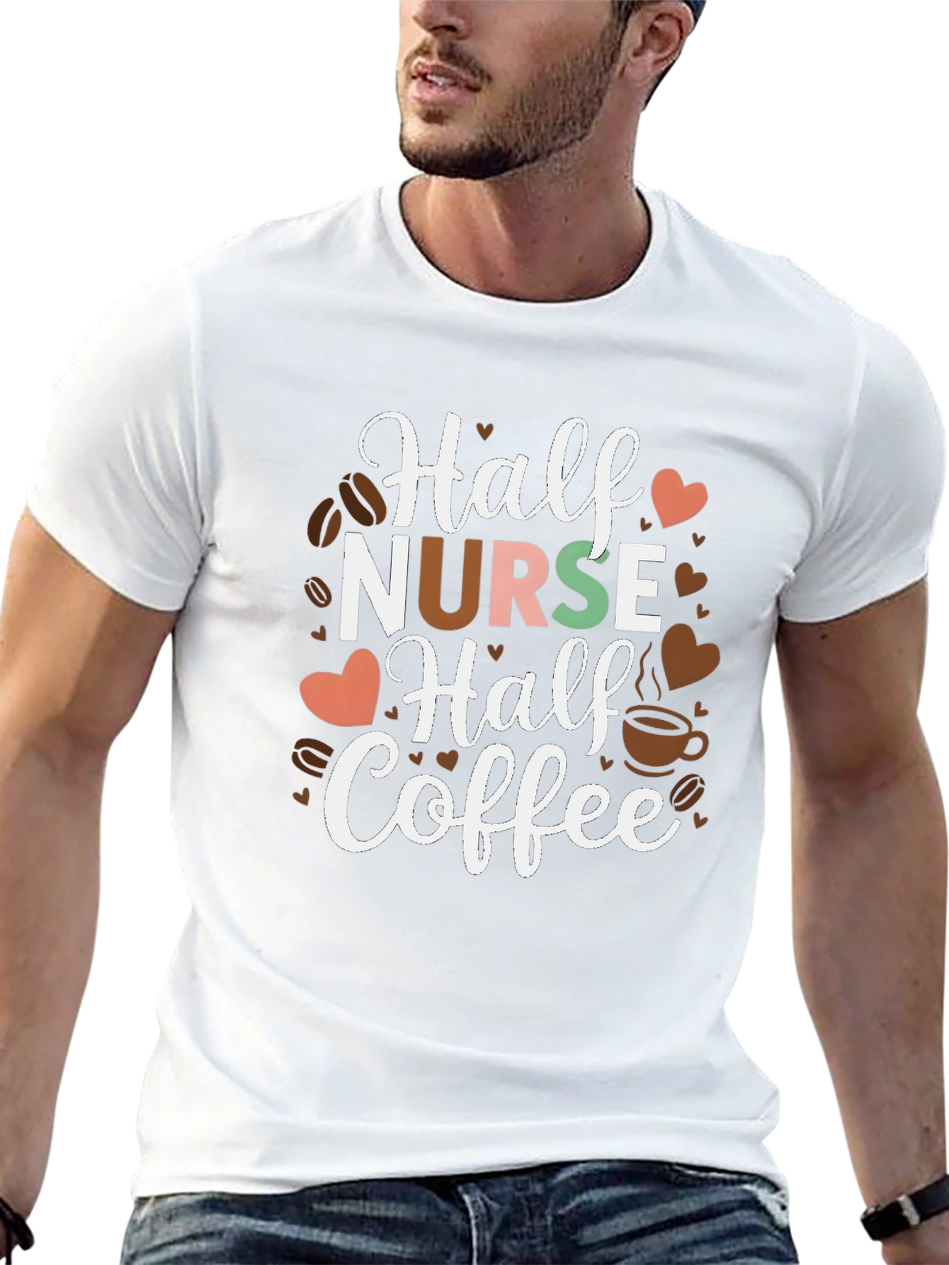 Half Nurse Half Coffee Graphic T-Shirt