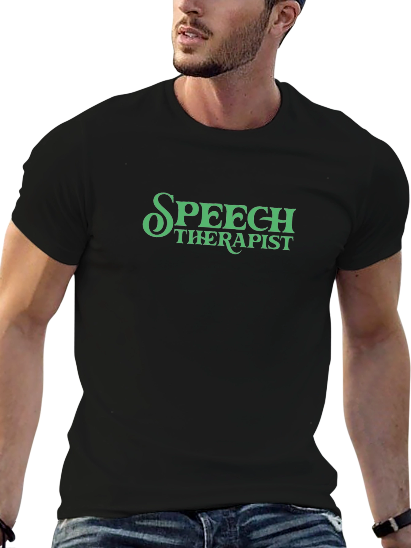 Speech Therapist Tee - Green Text Graphic T-Shirt