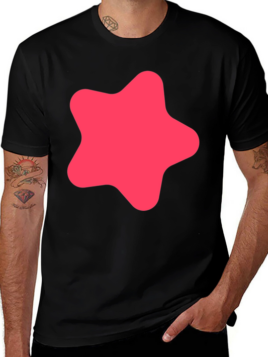 Modern Black T-Shirt with Pink Star