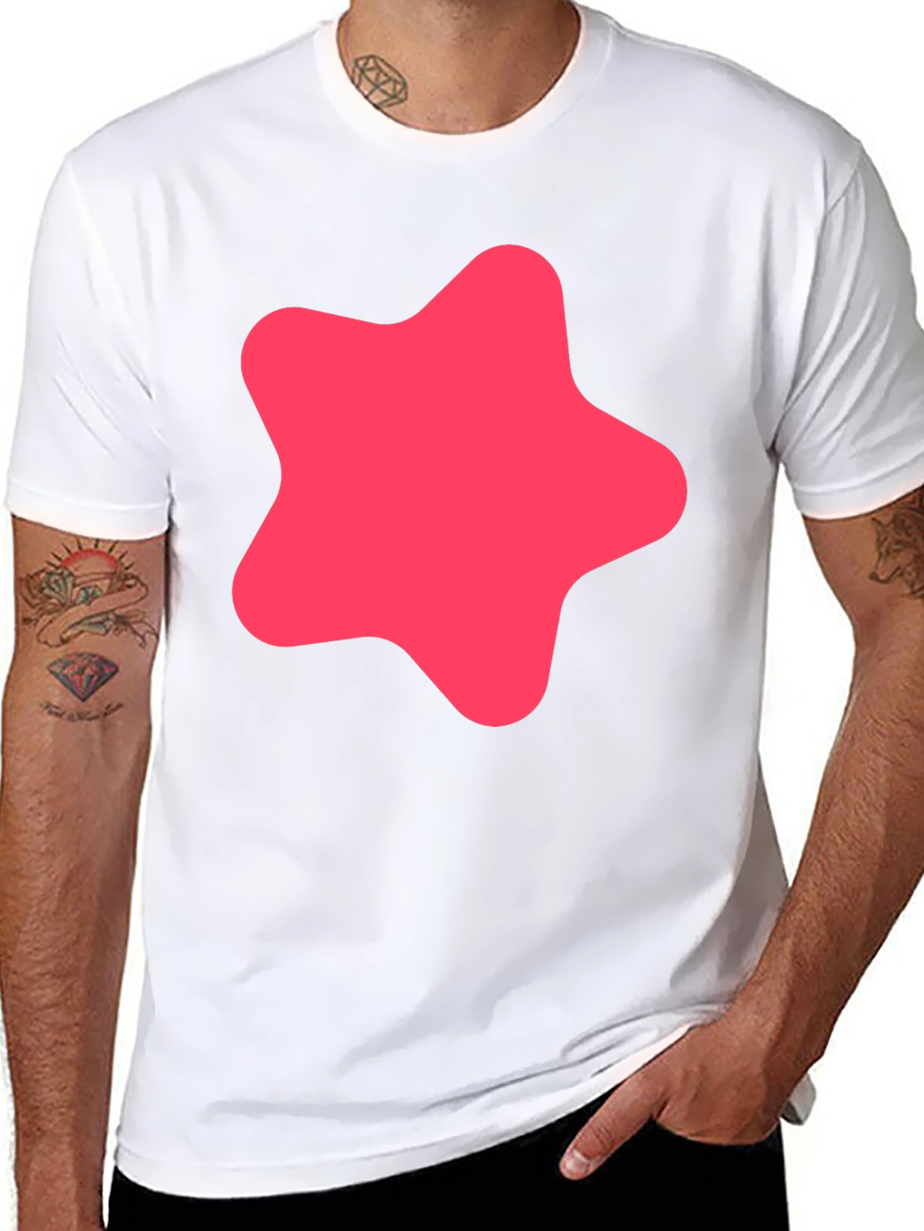 Modern Black T-Shirt with Pink Star
