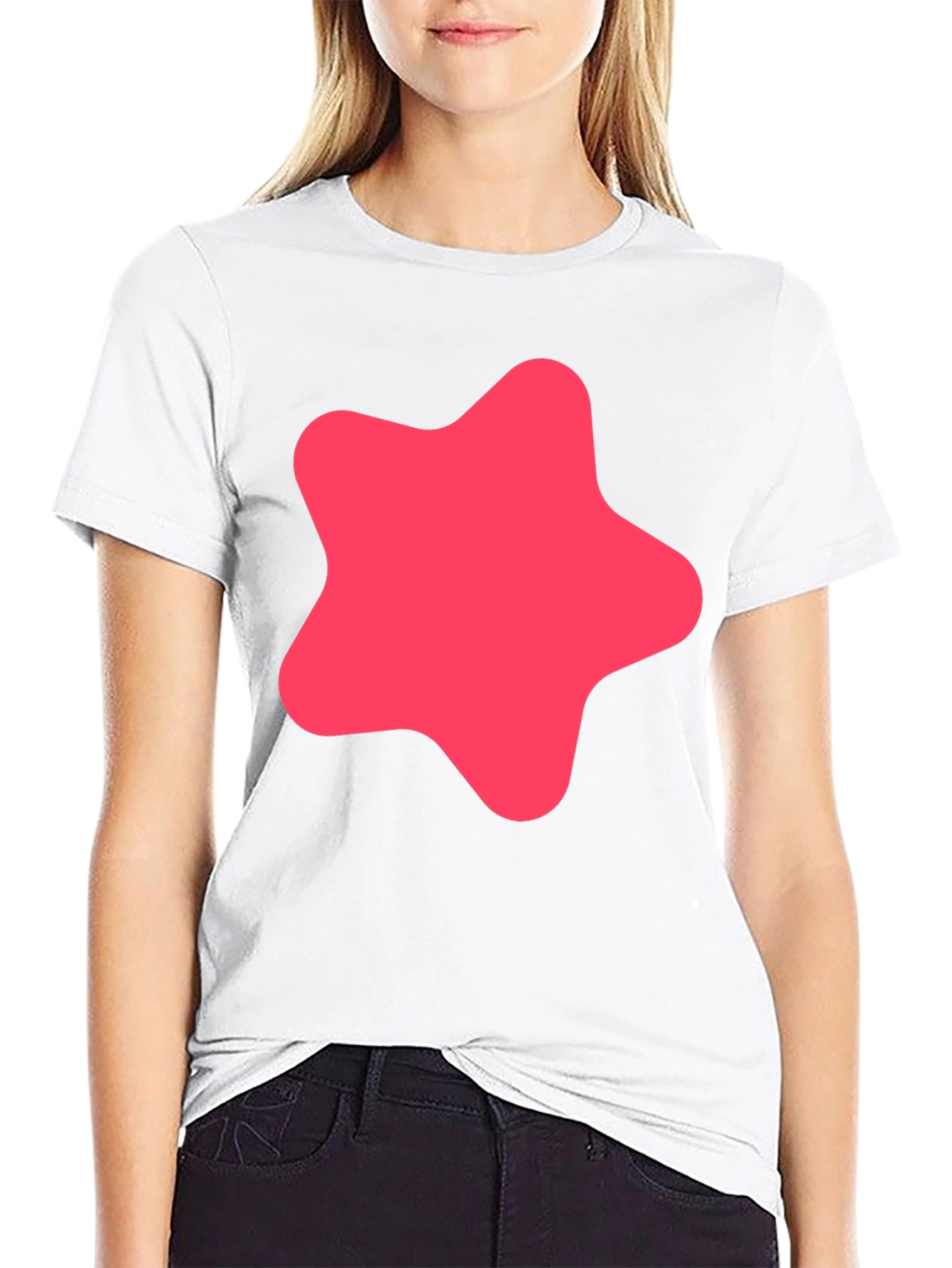 Modern Black T-Shirt with Pink Star