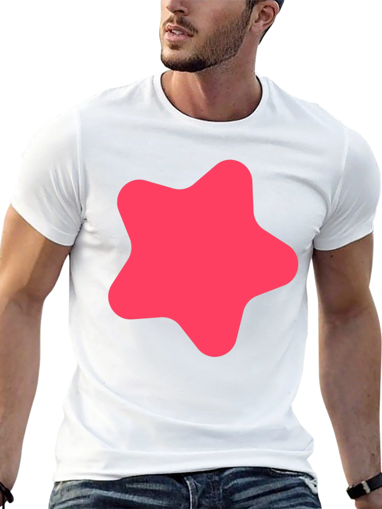 Modern Black T-Shirt with Pink Star
