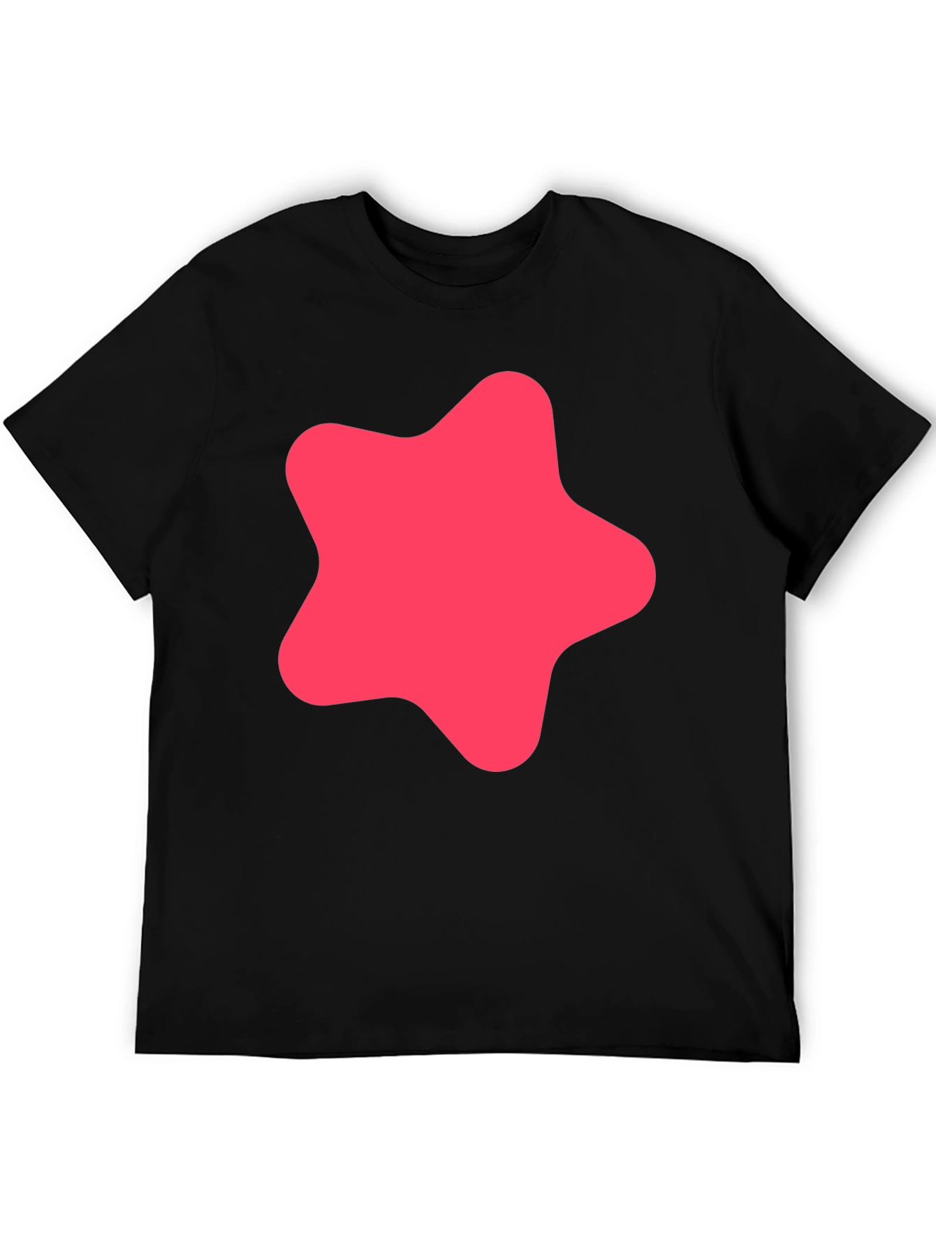 Modern Black T-Shirt with Pink Star