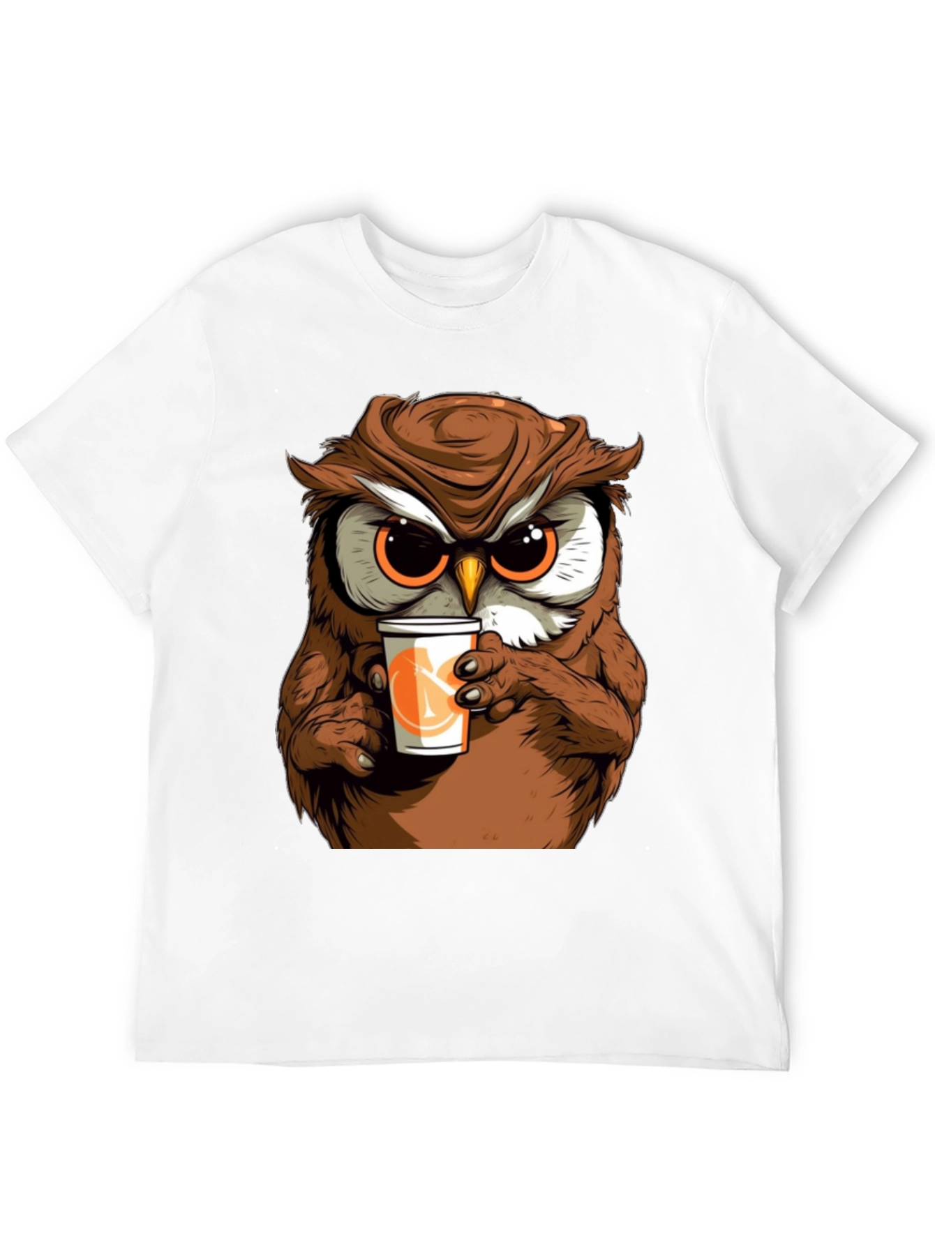 Owl Drinking Coffee T-Shirt - Cute & Unique!