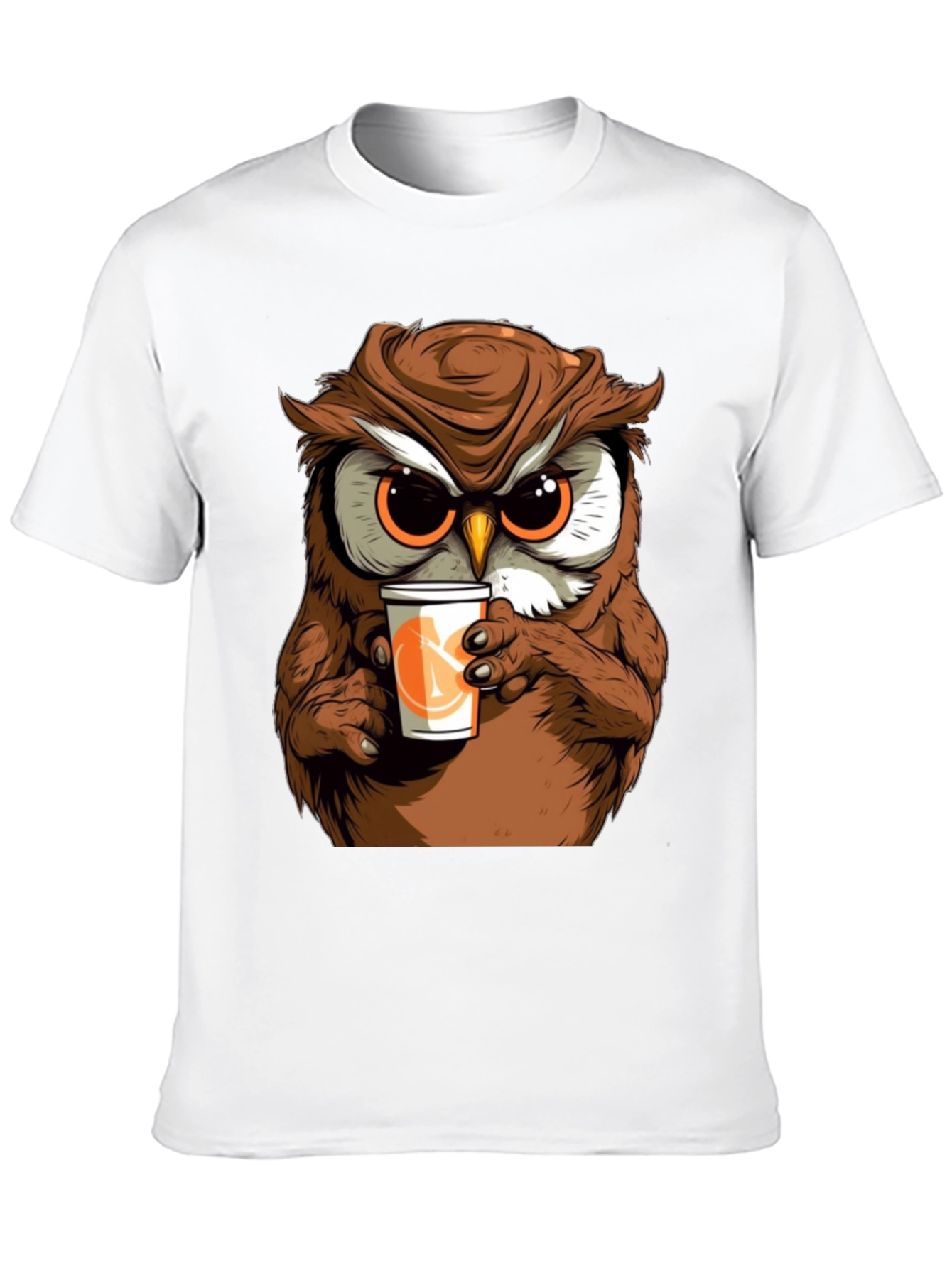 Owl Drinking Coffee T-Shirt - Cute & Unique!