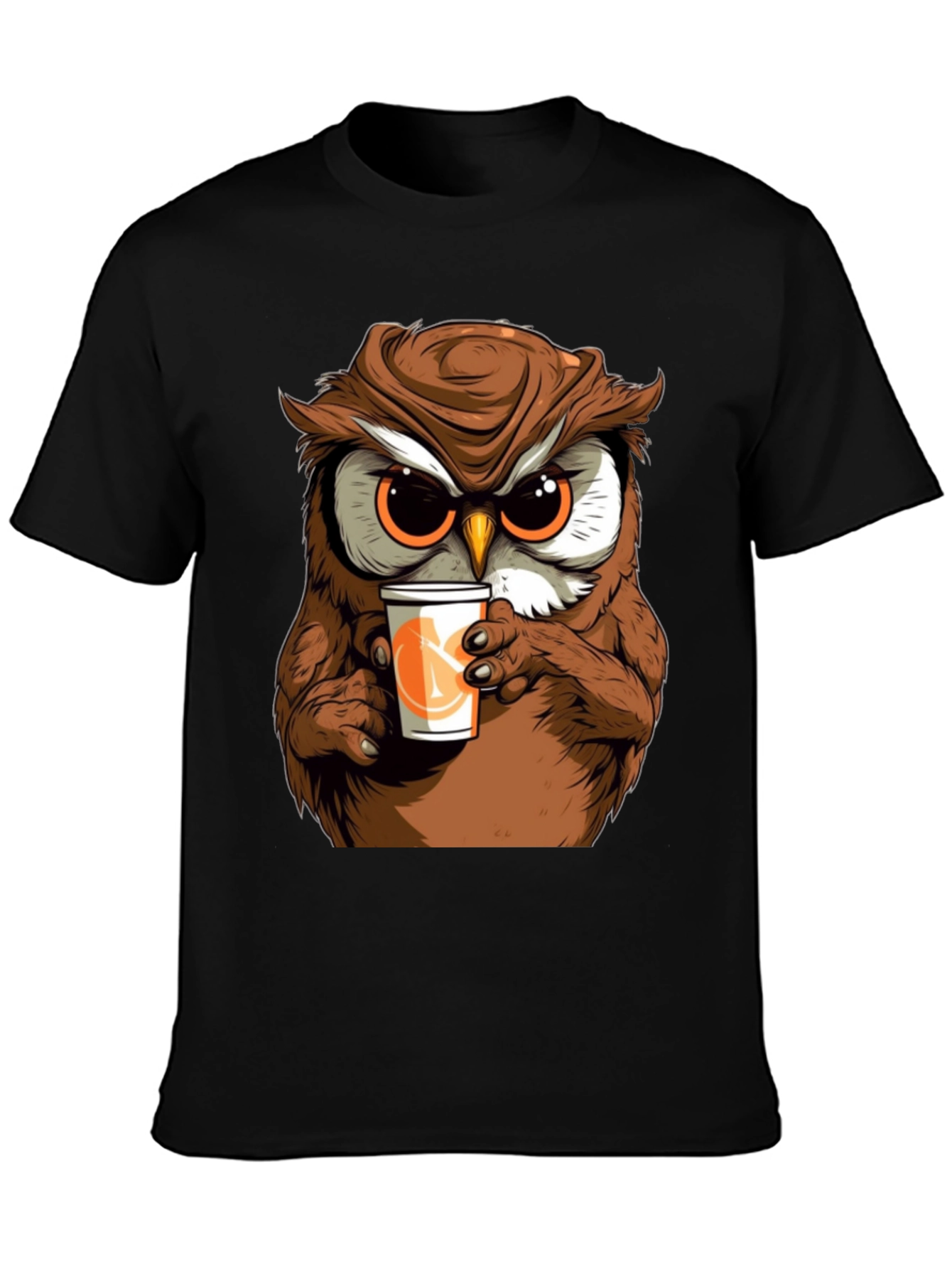 Owl Drinking Coffee T-Shirt - Cute & Unique!