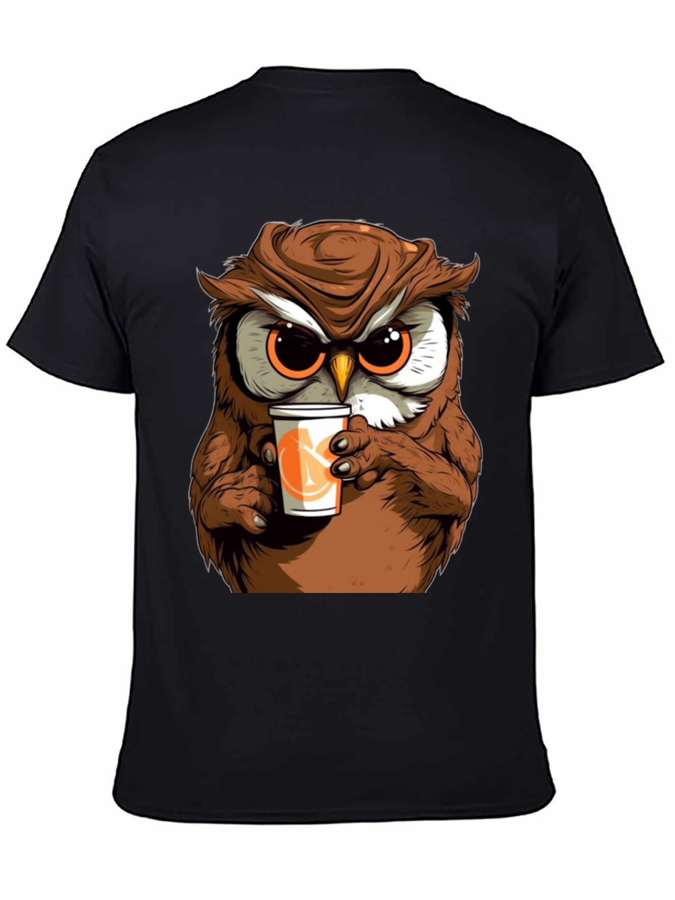Owl Drinking Coffee T-Shirt - Cute & Unique!