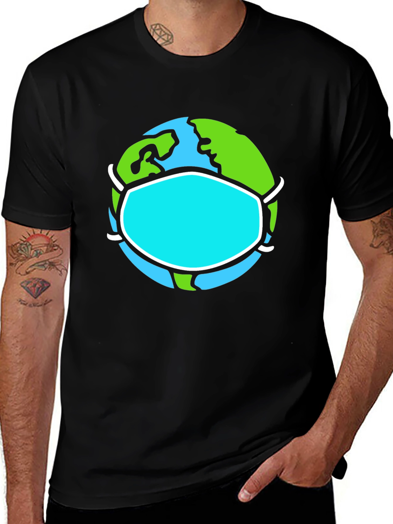 Earth Wearing Mask Graphic Tee