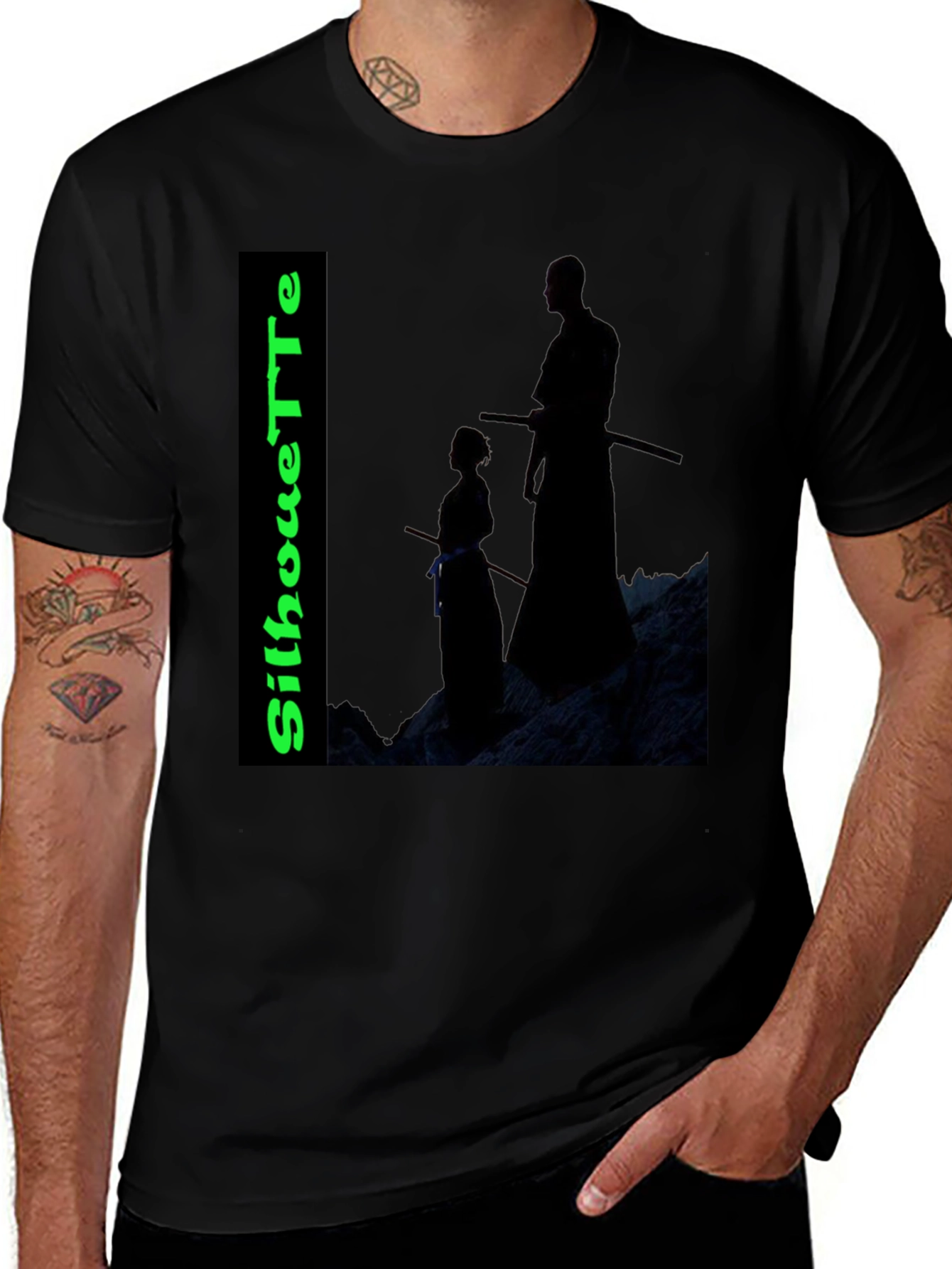 Silhouette Tee: Samurai Training Black T-Shirt