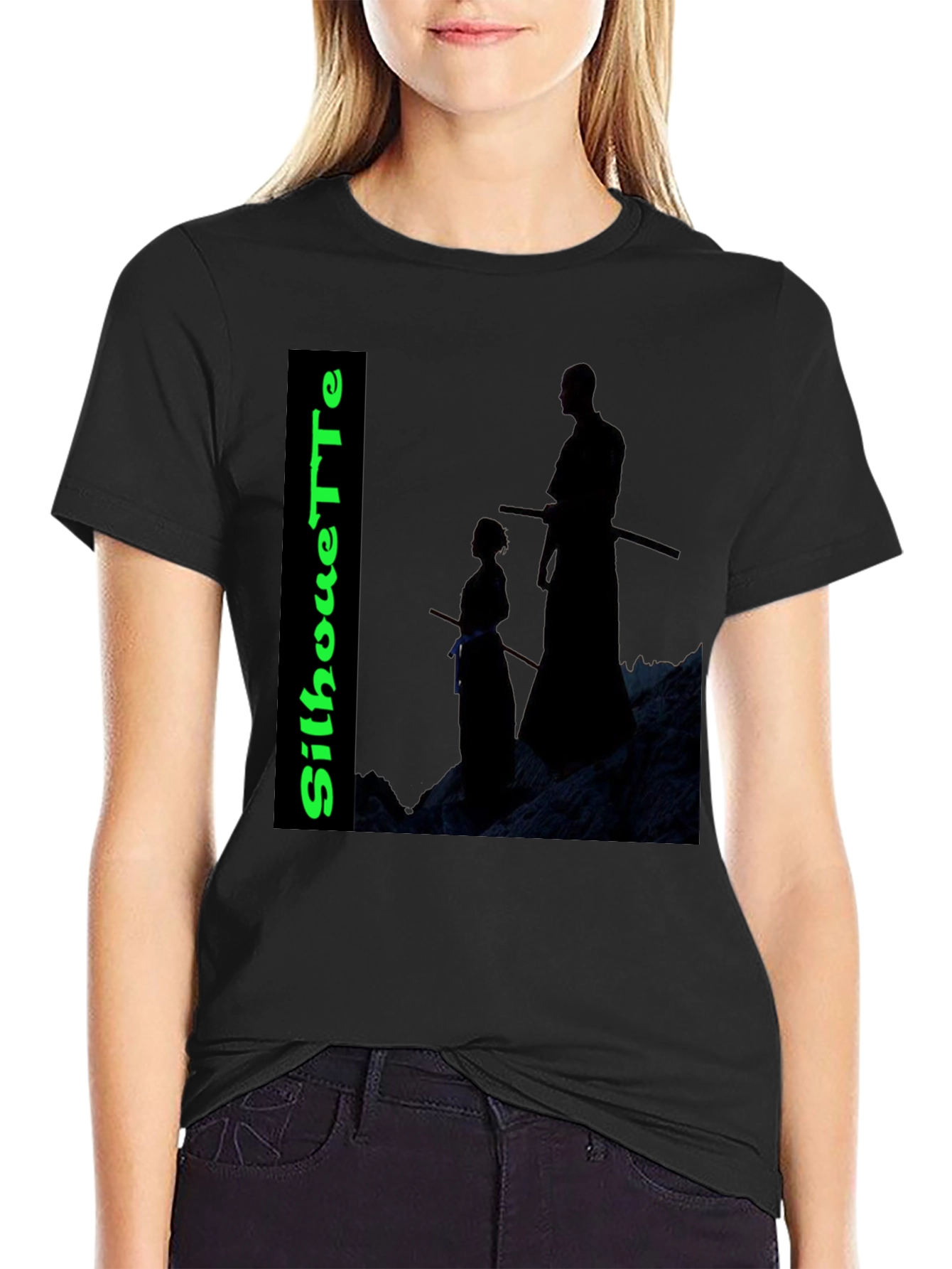 Silhouette Tee: Samurai Training Black T-Shirt