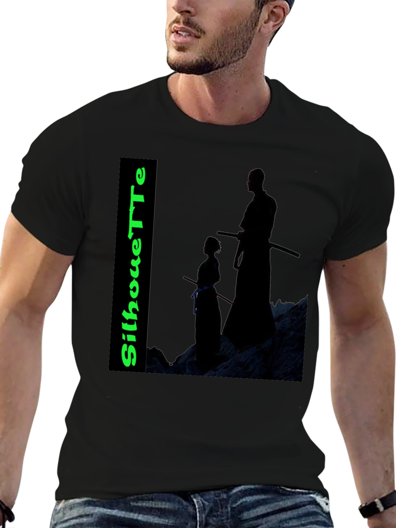 Silhouette Tee: Samurai Training Black T-Shirt