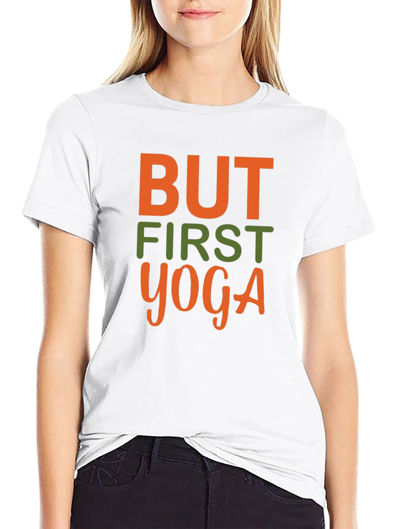 But First Yoga Graphic Tee - Black Cotton T-Shirt