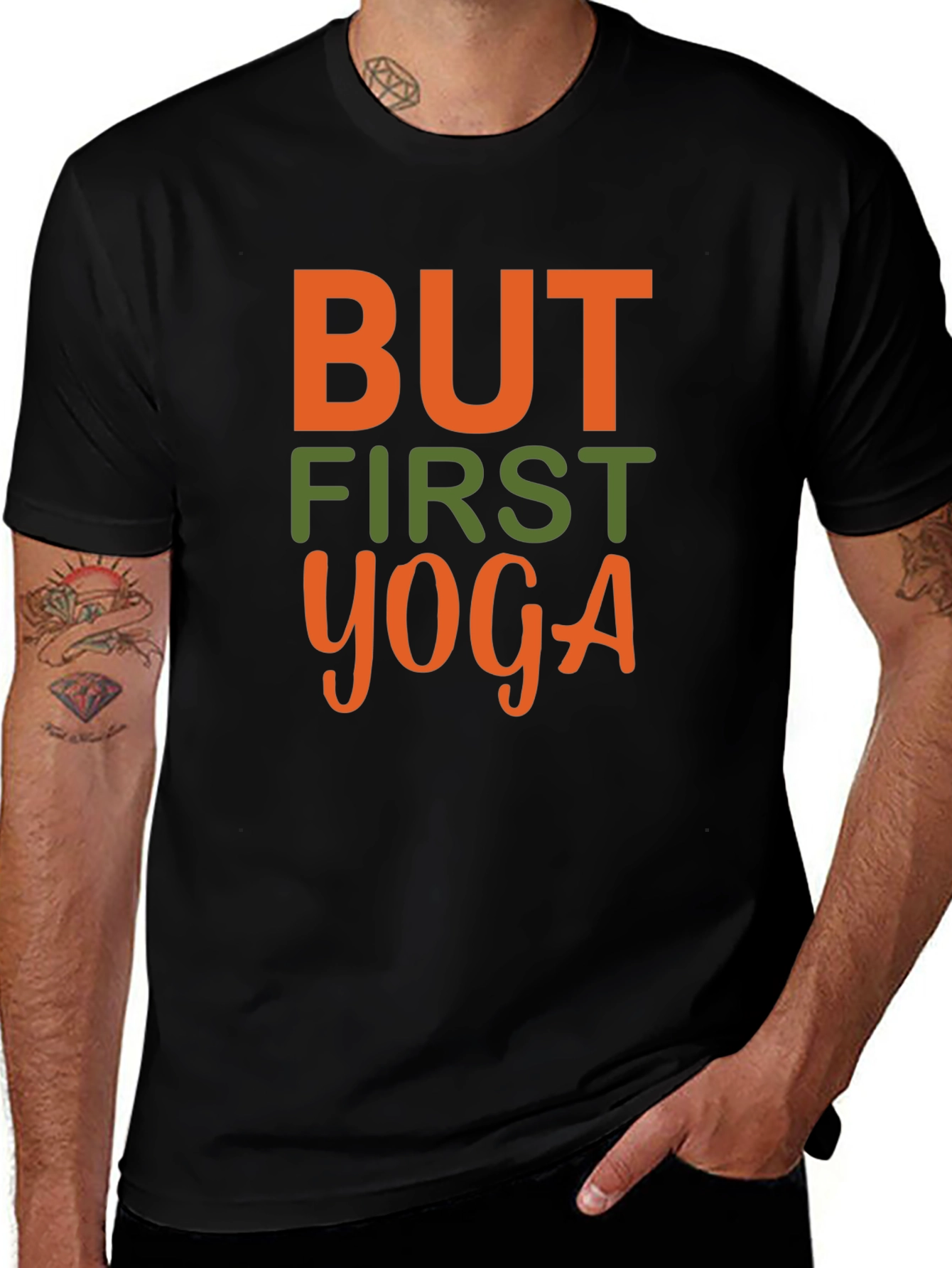 But First Yoga Graphic Tee - Black Cotton T-Shirt