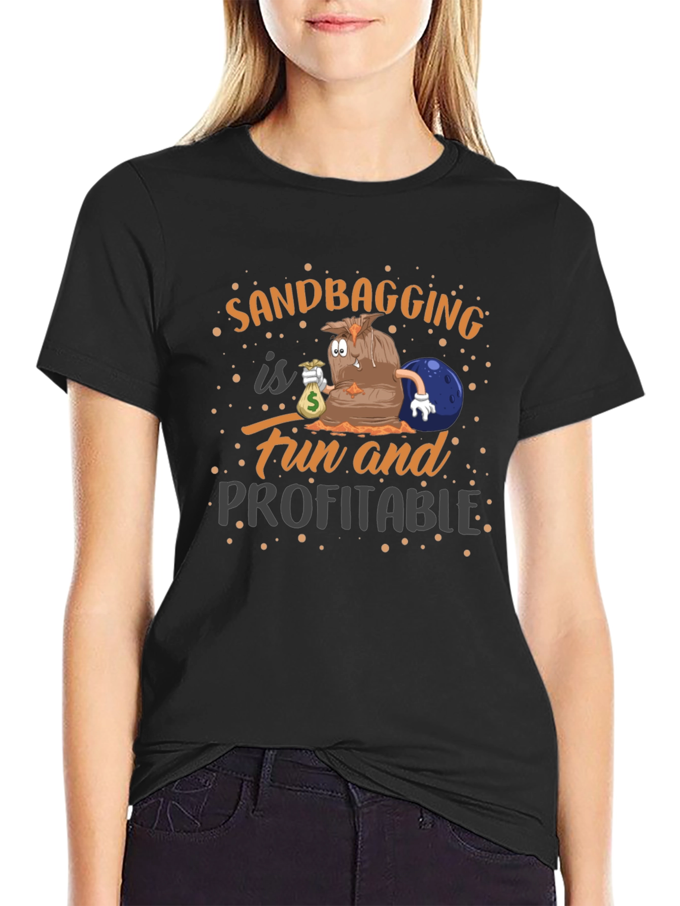 Sandbagging Fun & Profitable Black Graphic T-Shirt