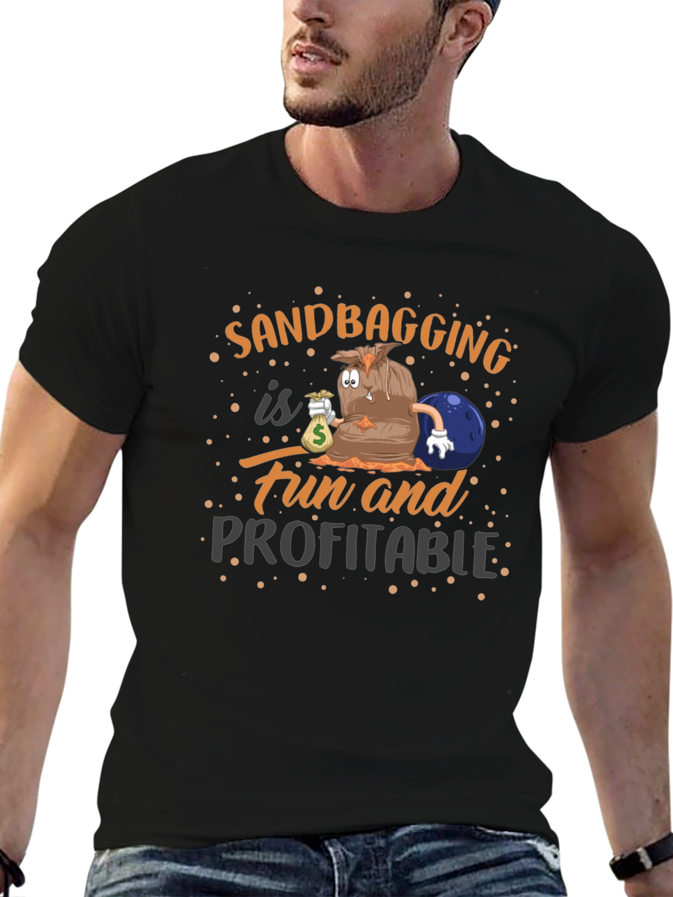 Sandbagging Fun & Profitable Black Graphic T-Shirt