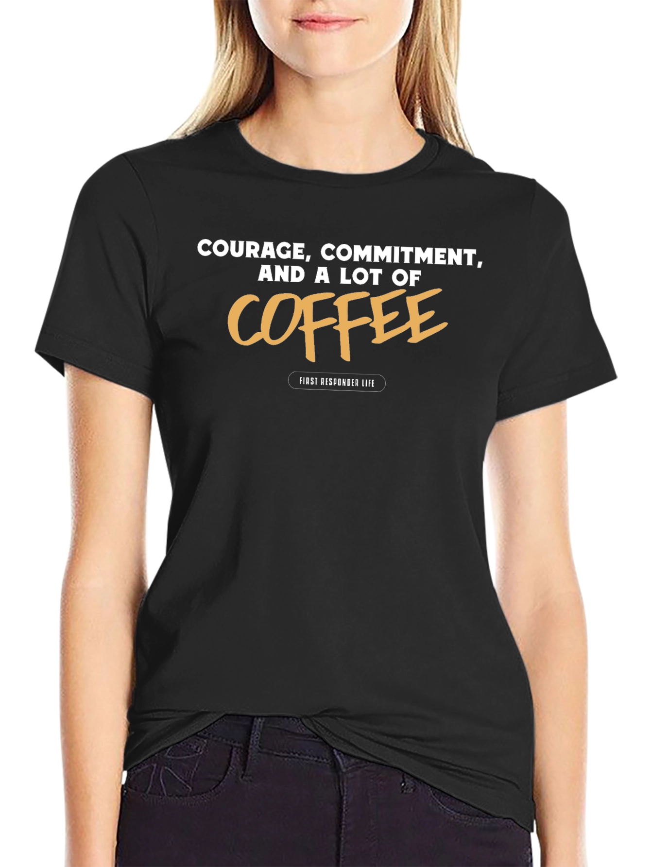 Courage Commitment Coffee Black Graphic Tee