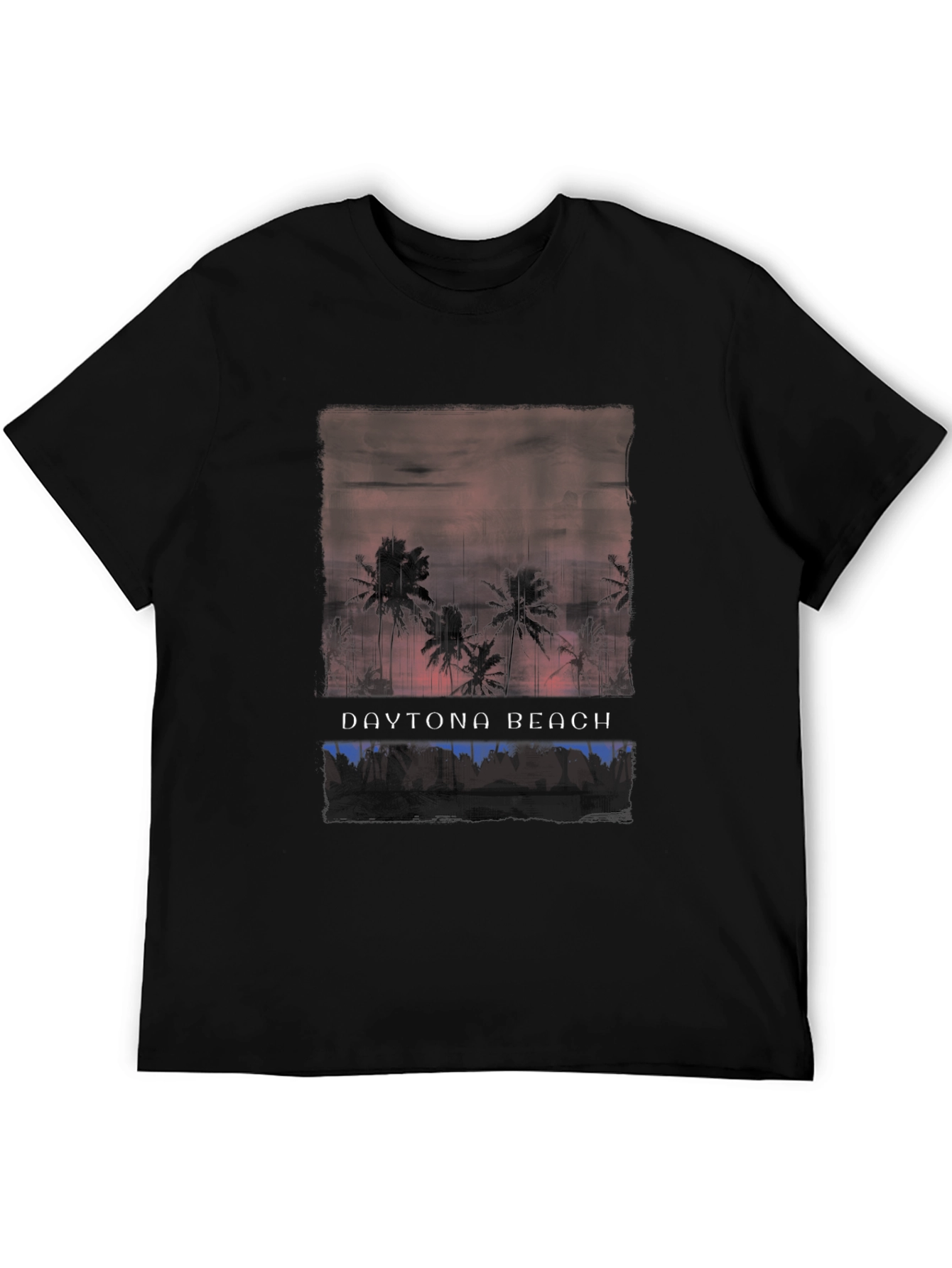 Daytona Beach Palm Tree Graphic Black T-Shirt
