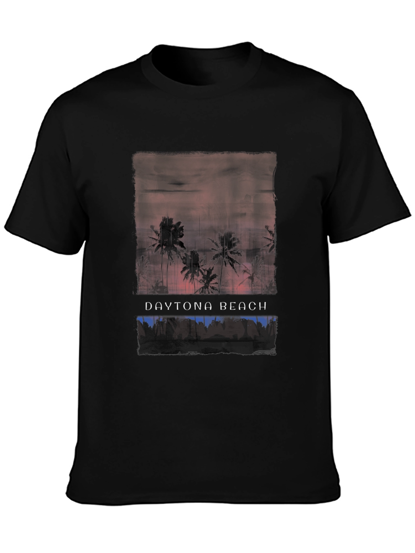 Daytona Beach Palm Tree Graphic Black T-Shirt