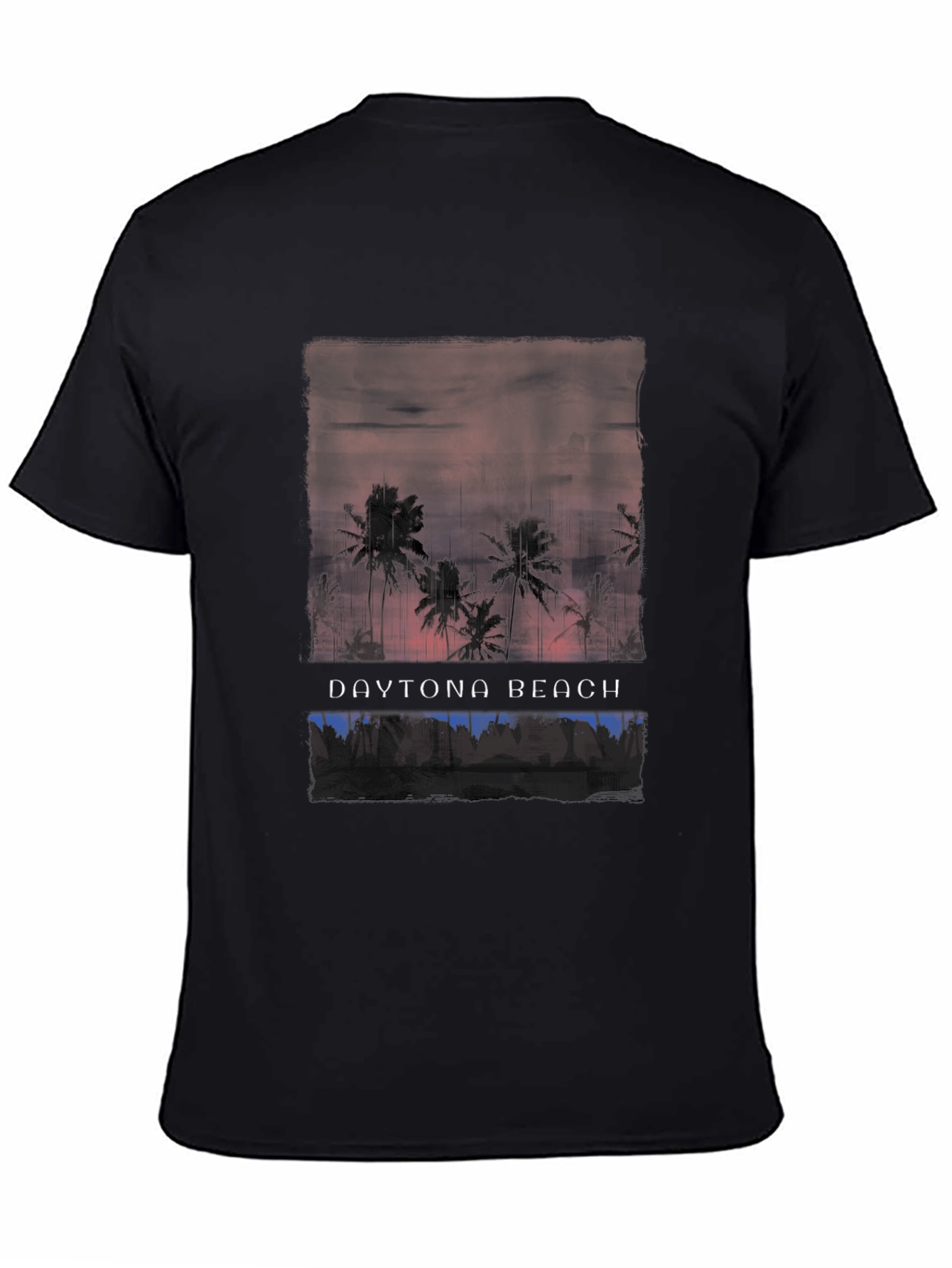 Daytona Beach Palm Tree Graphic Black T-Shirt
