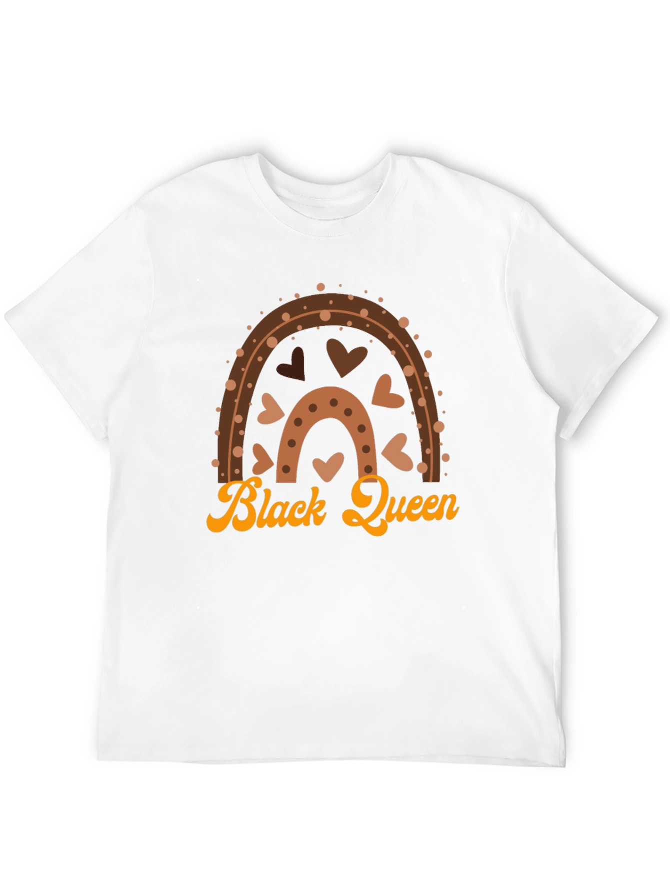 Black Queen Graphic Tee - Brown Rainbow Heart Design