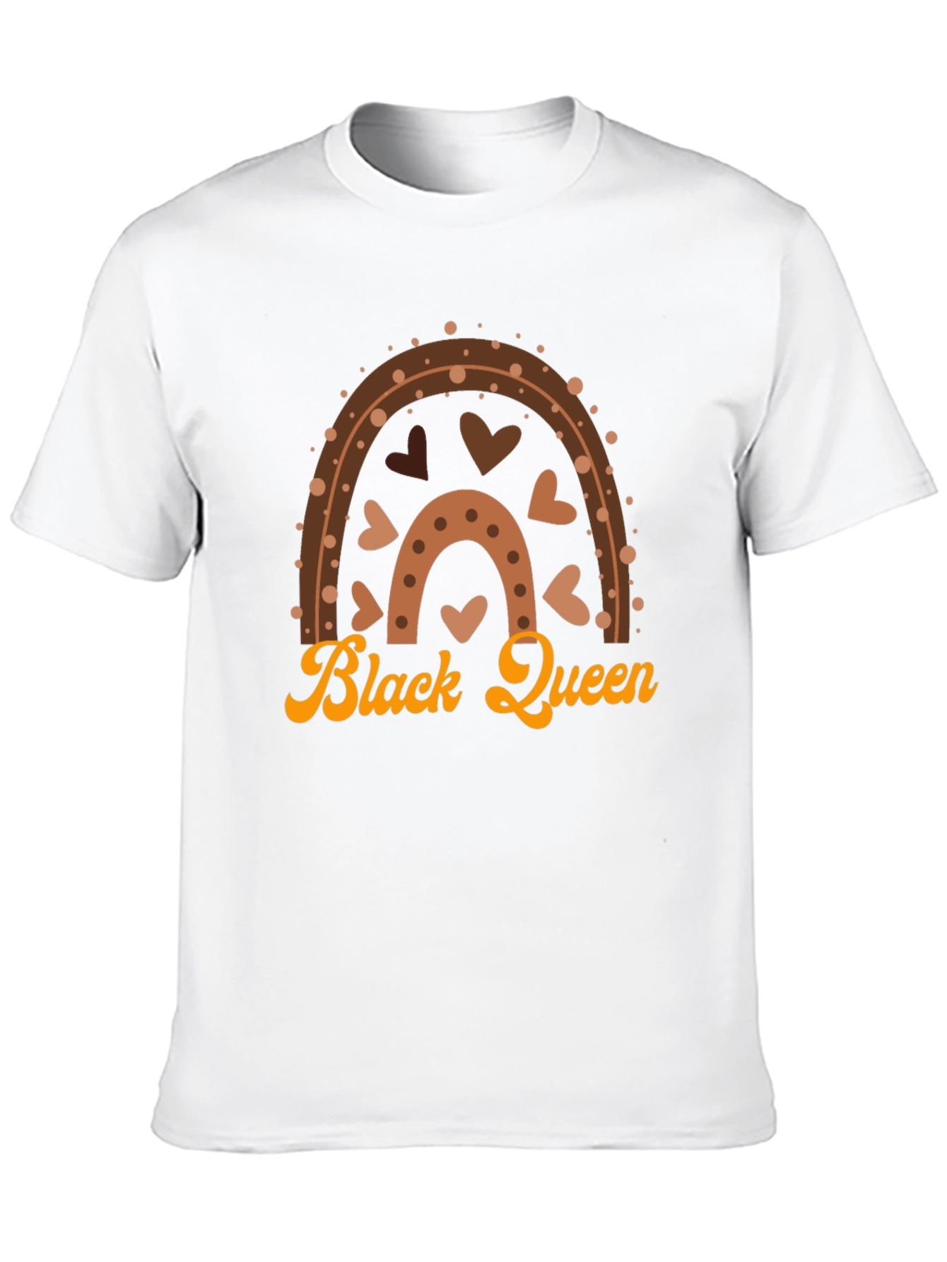 Black Queen Graphic Tee - Brown Rainbow Heart Design