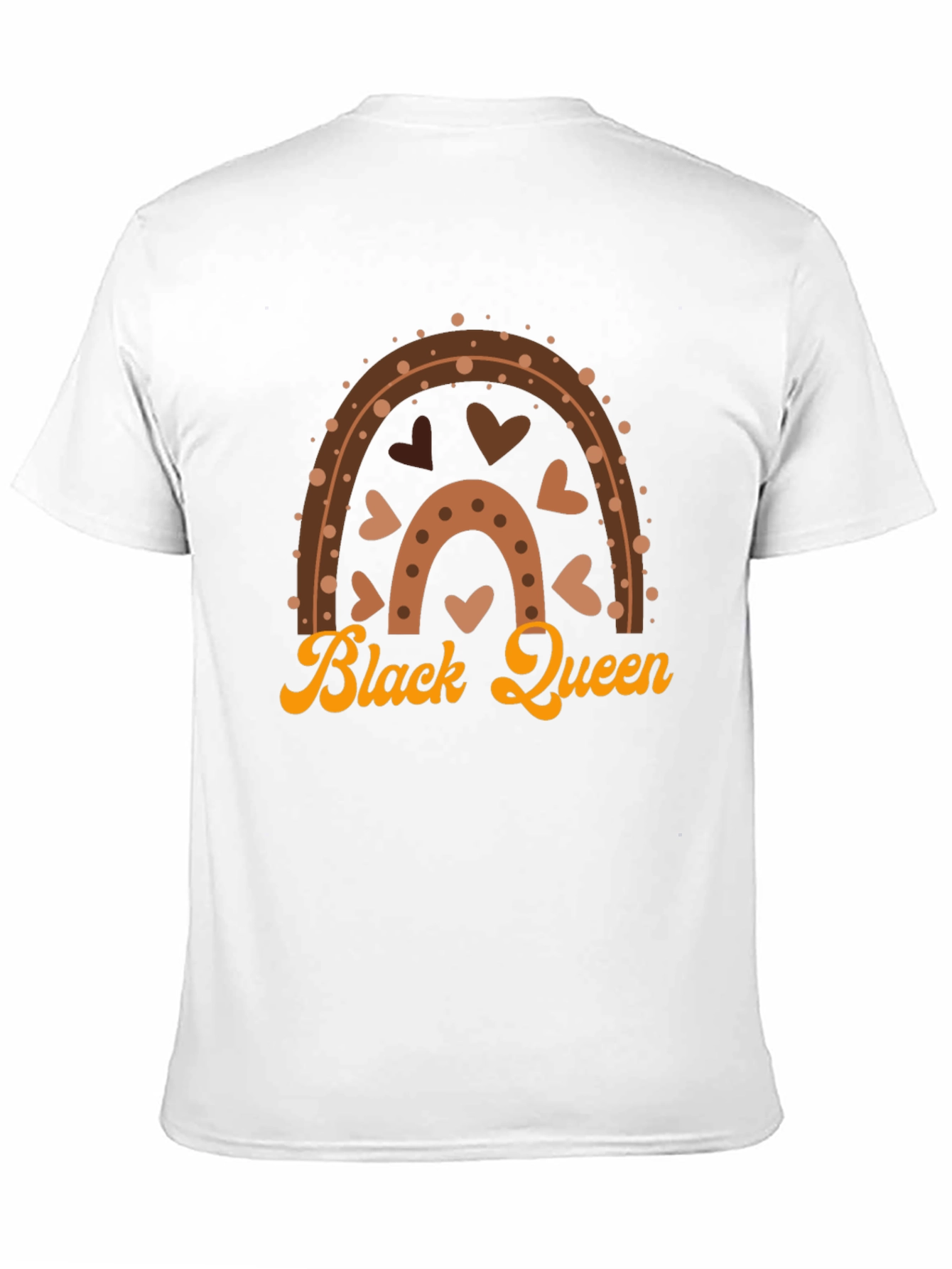 Black Queen Graphic Tee - Brown Rainbow Heart Design