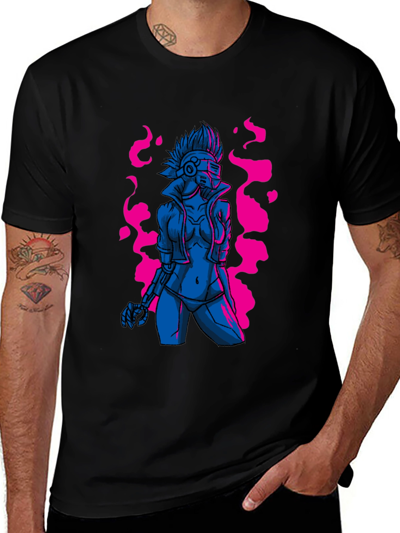 Cyberpunk Android Graphic Tee - Edgy Sci-Fi Style
