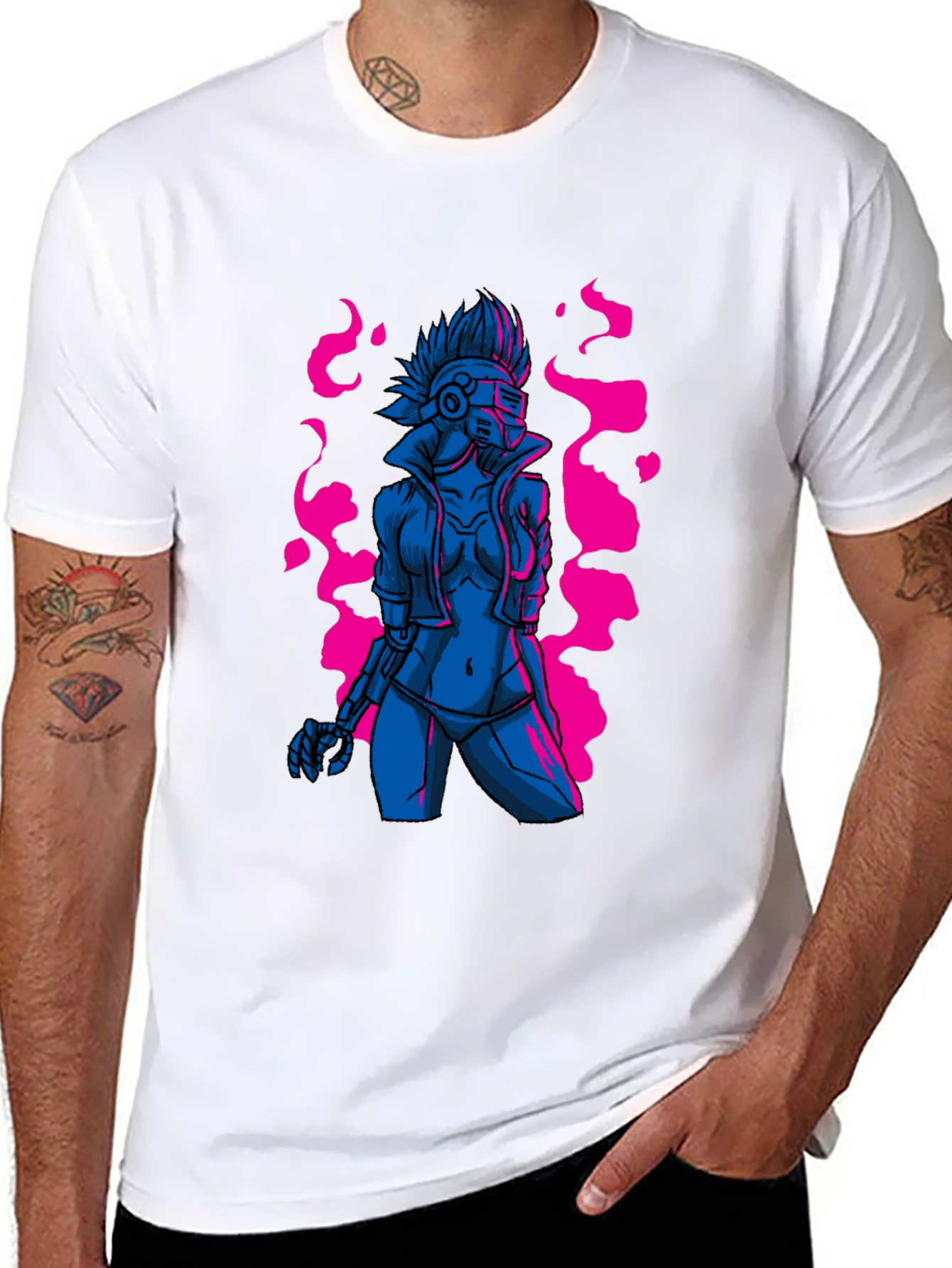 Cyberpunk Android Graphic Tee - Edgy Sci-Fi Style