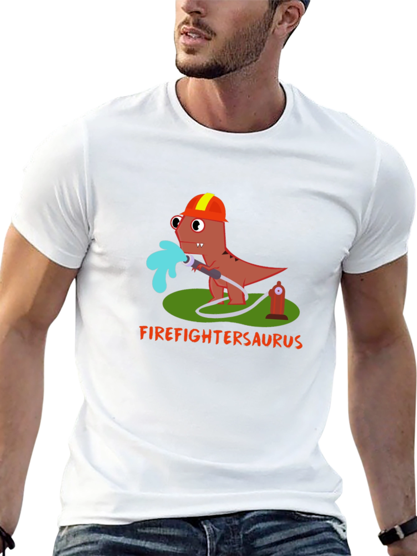 Firefighter Saurus T-Shirt - Dinosaur Lover Tee