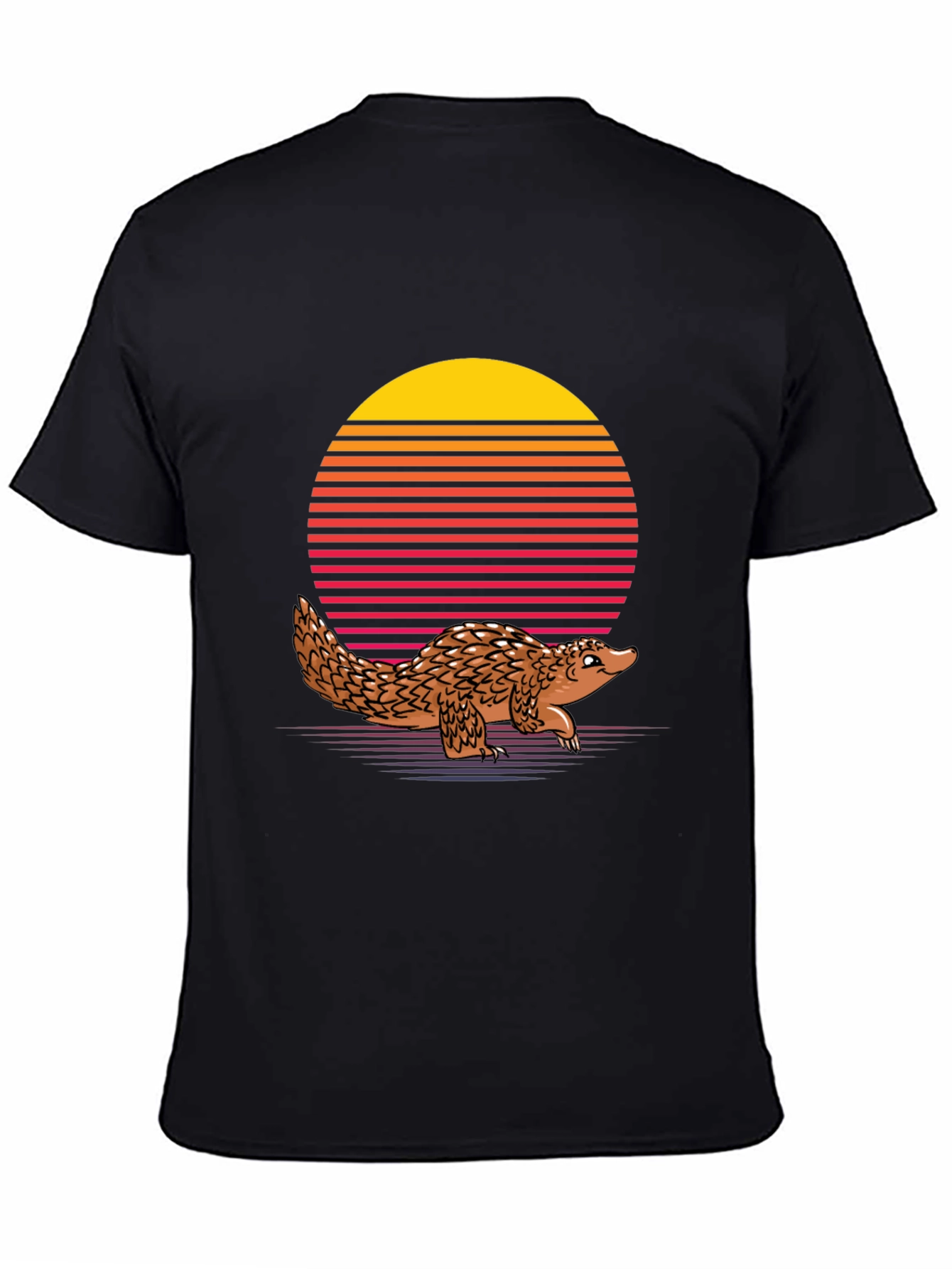 Retro Pangolin T-Shirt - Black Unique Animal Design