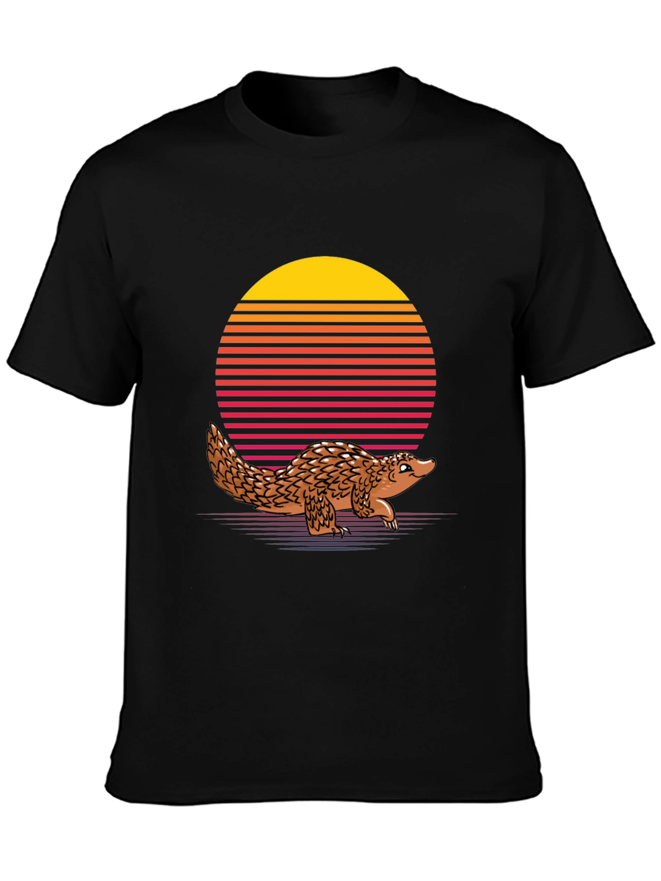 Retro Pangolin T-Shirt - Black Unique Animal Design