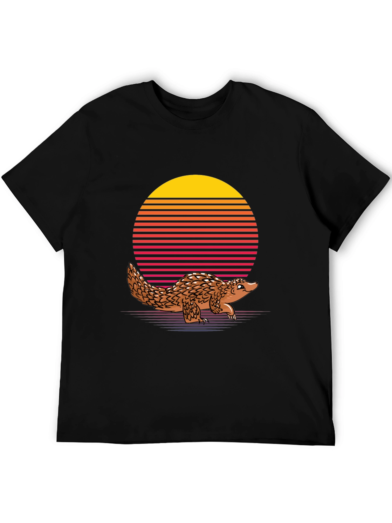 Retro Pangolin T-Shirt - Black Unique Animal Design