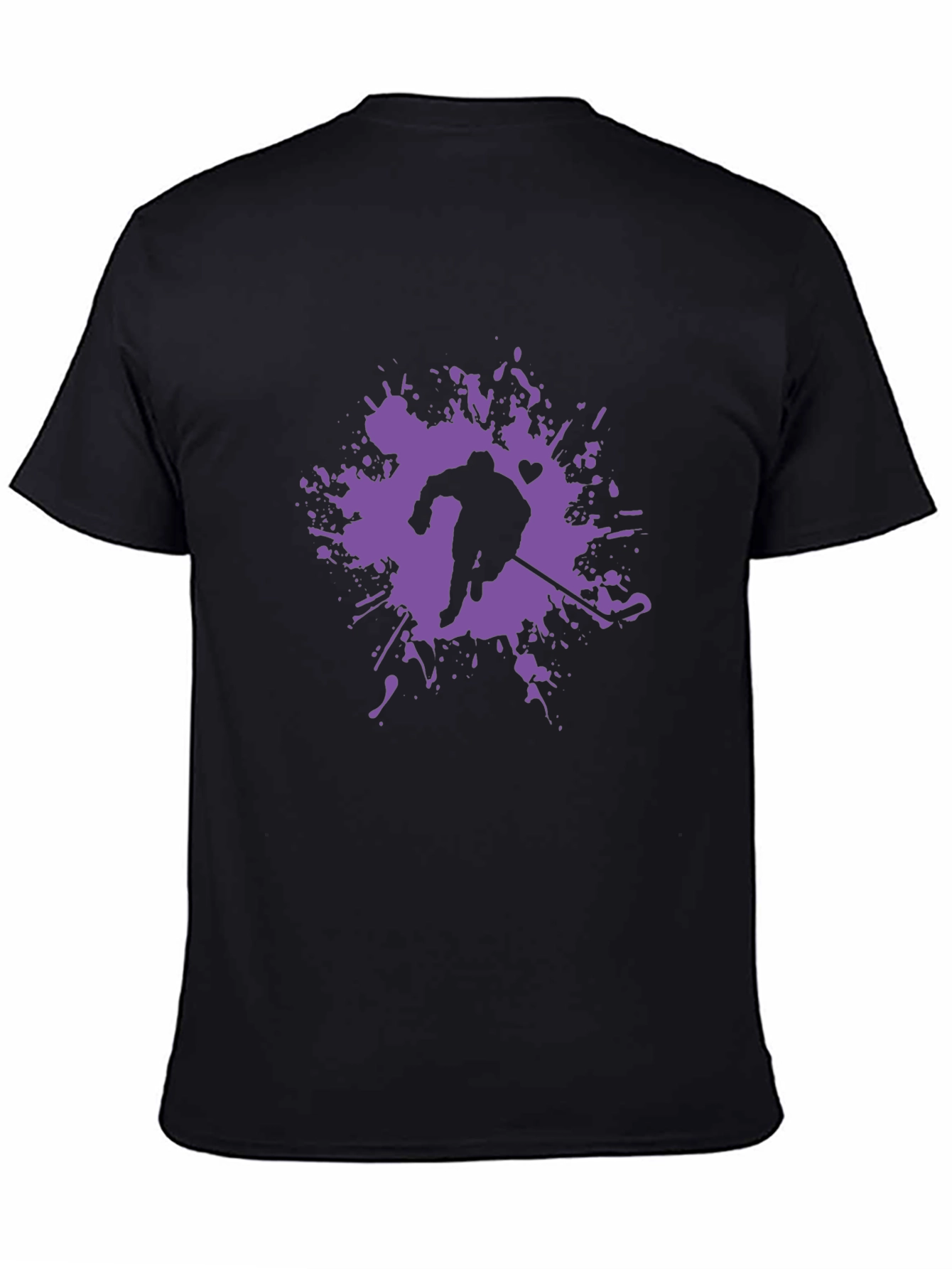Hockey Player Splatter Graphic Tee - Black