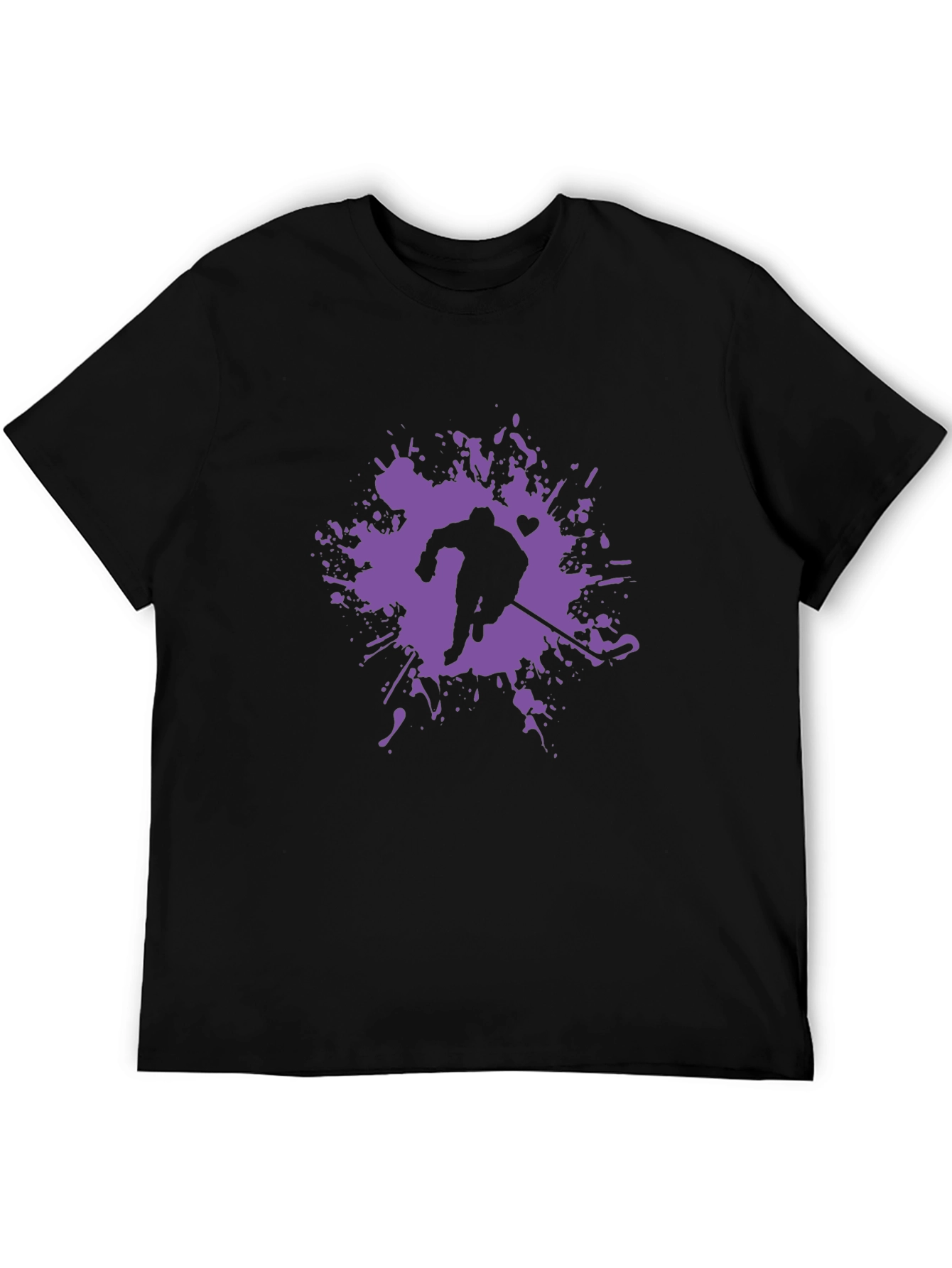 Hockey Player Splatter Graphic Tee - Black