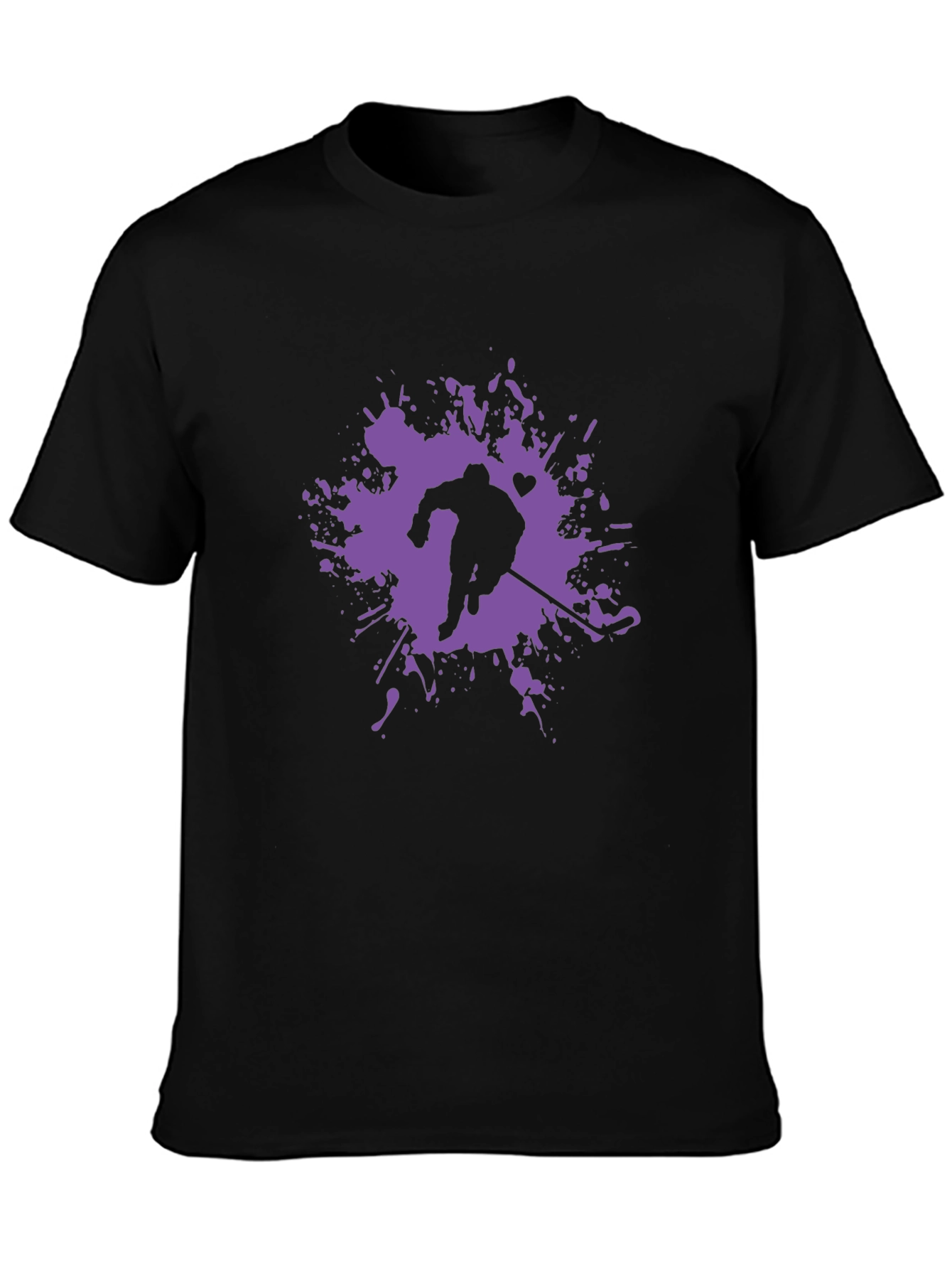 Hockey Player Splatter Graphic Tee - Black