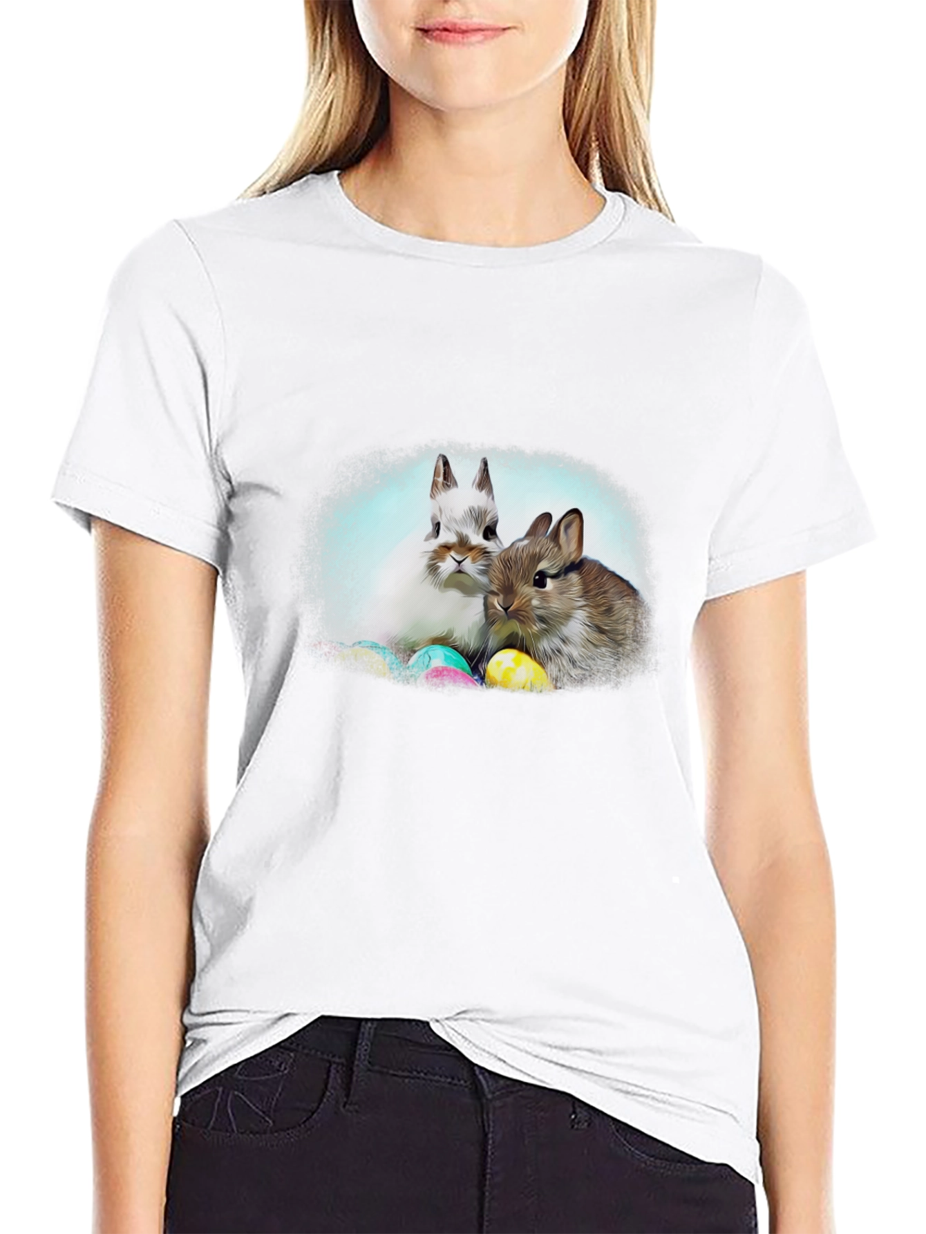 Easter Bunny T-Shirt: Cute Rabbit & Egg Design
