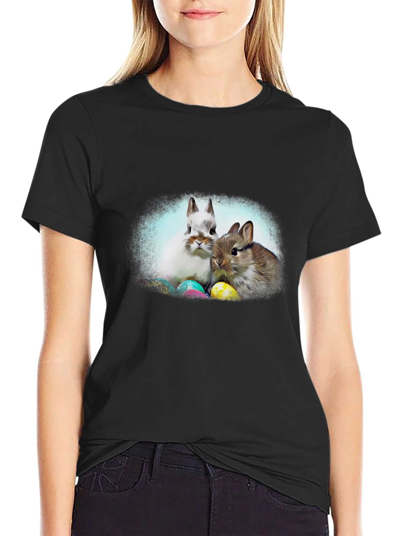 Easter Bunny T-Shirt: Cute Rabbit & Egg Design
