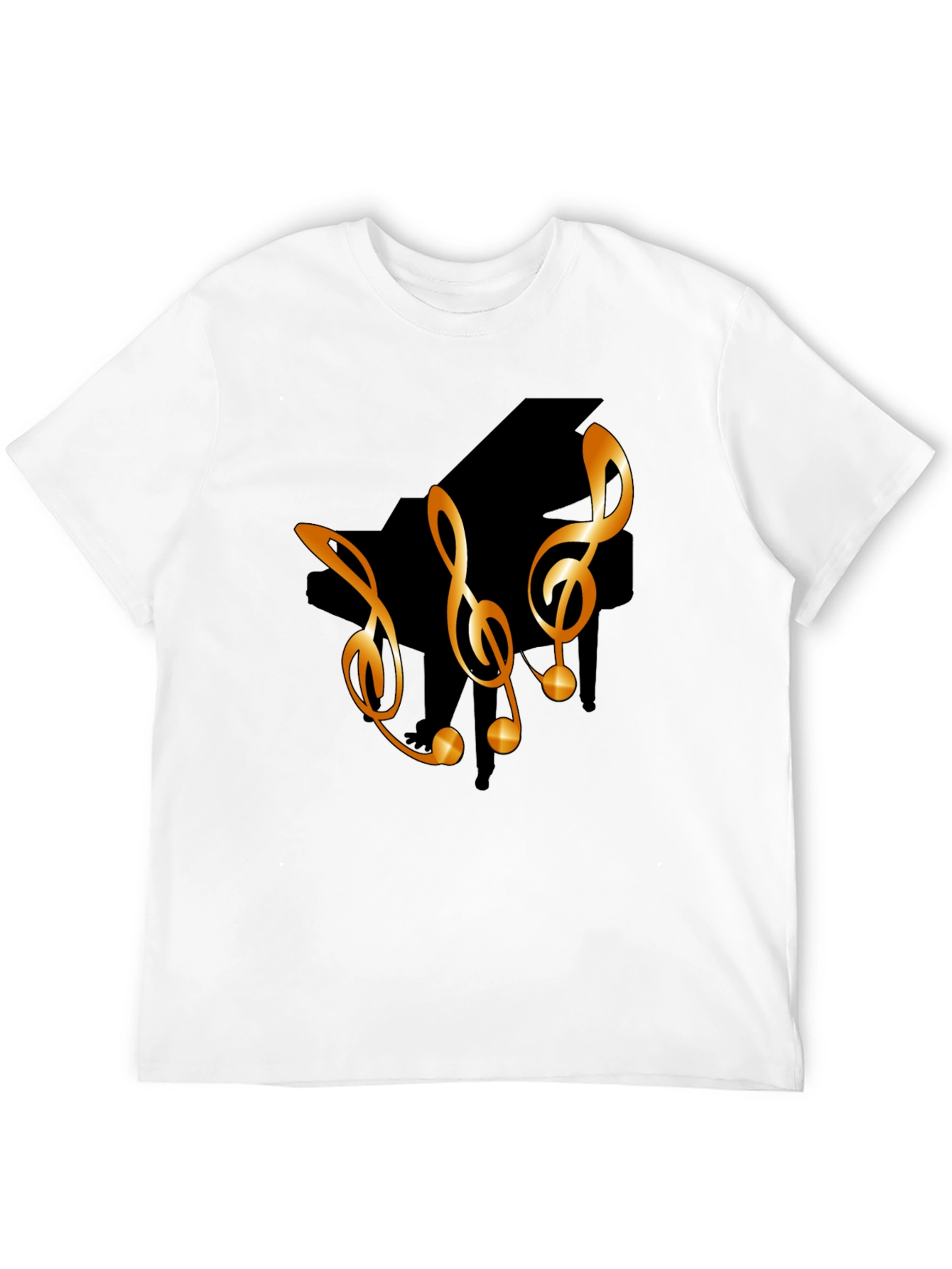 Musical T-Shirt with Piano & Treble Clef Design