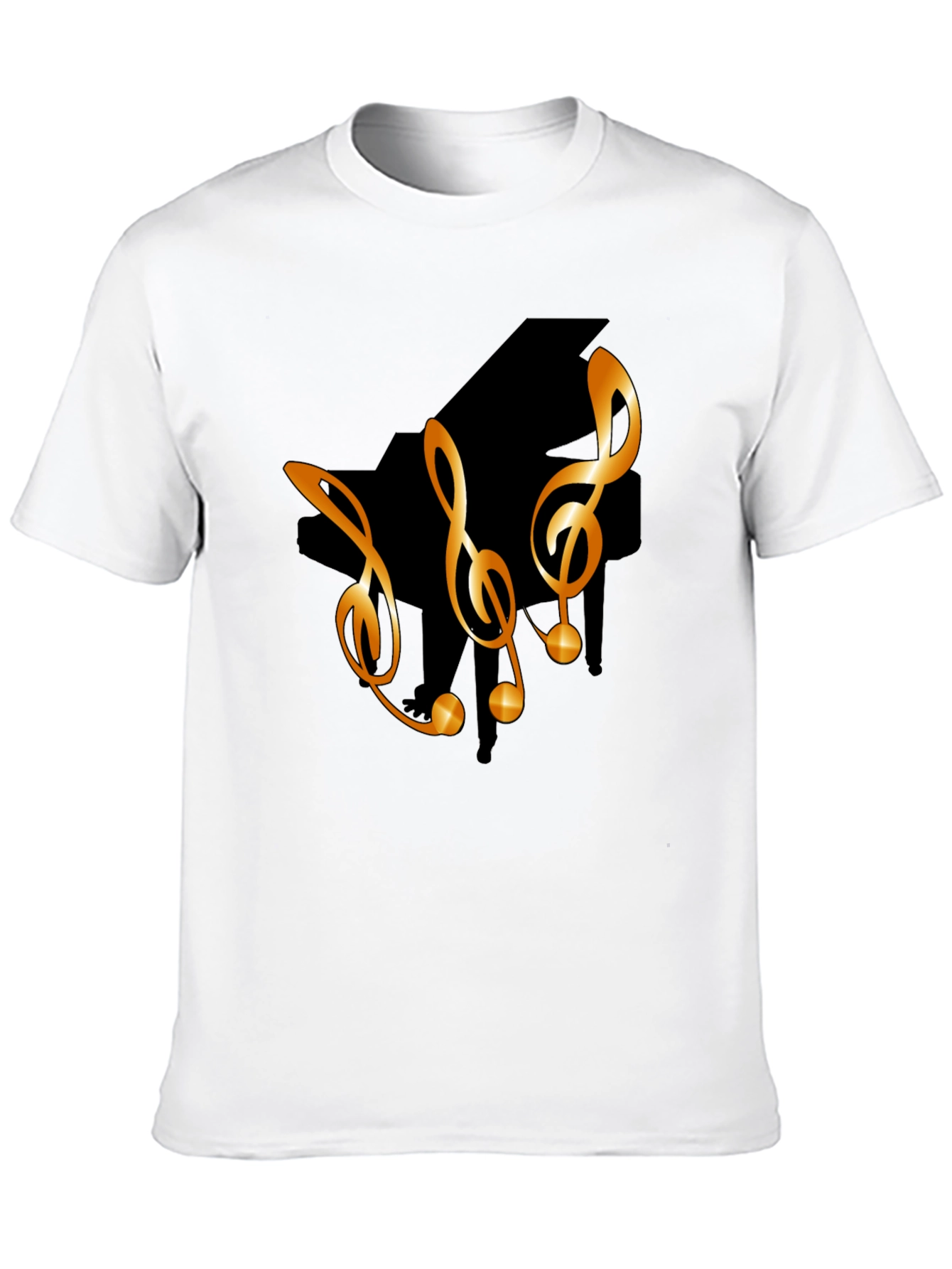 Musical T-Shirt with Piano & Treble Clef Design