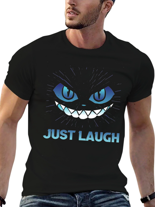 Just Laugh Cat Graphic Tee - Mens Black T-Shirt