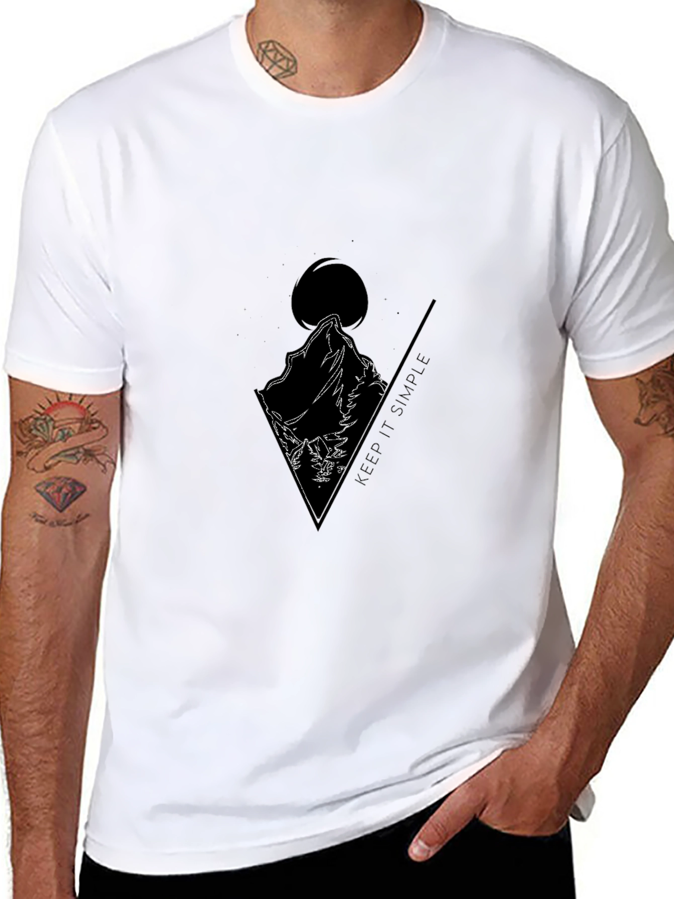 Minimalist Mountain Graphic Black T-Shirt