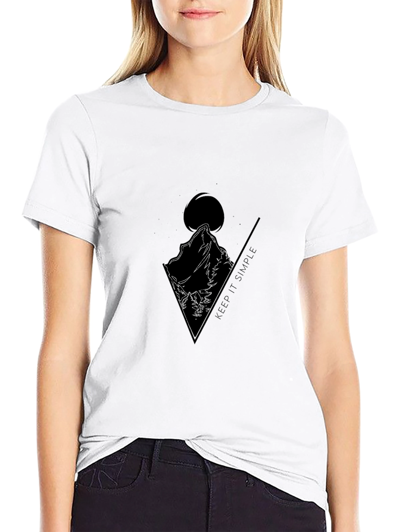 Minimalist Mountain Graphic Black T-Shirt