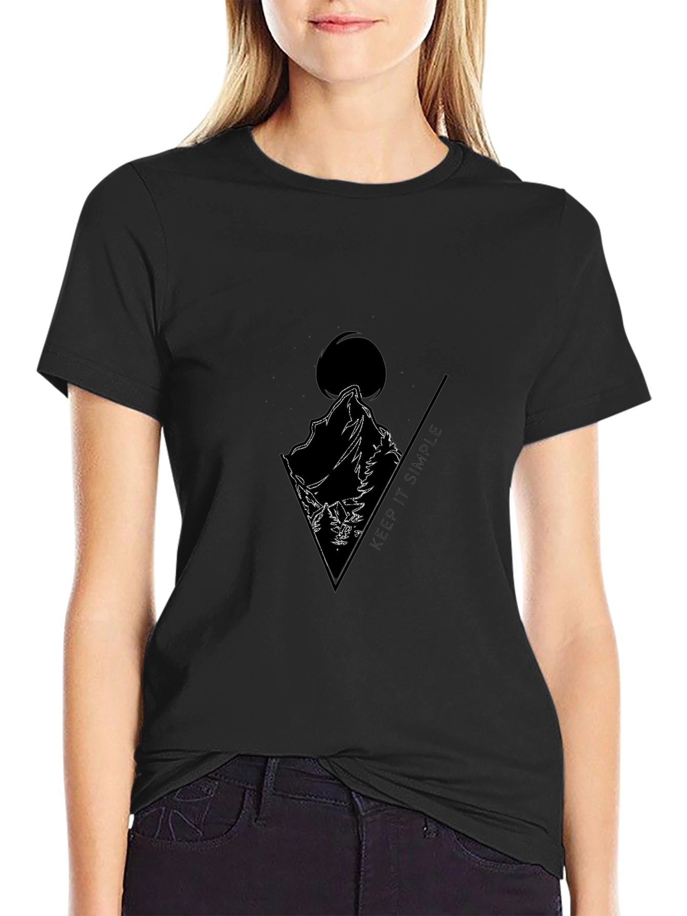 Minimalist Mountain Graphic Black T-Shirt
