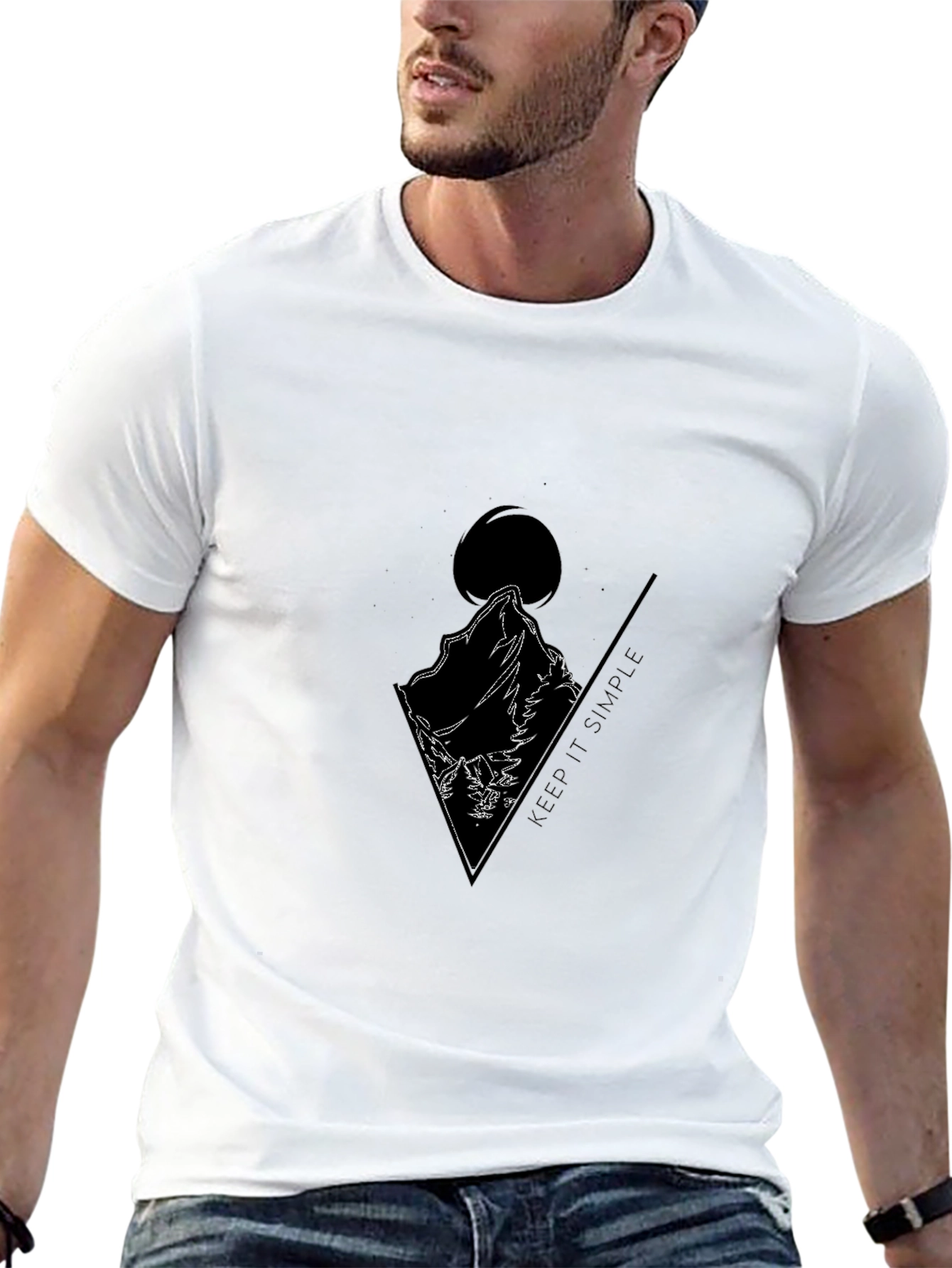 Minimalist Mountain Graphic Black T-Shirt