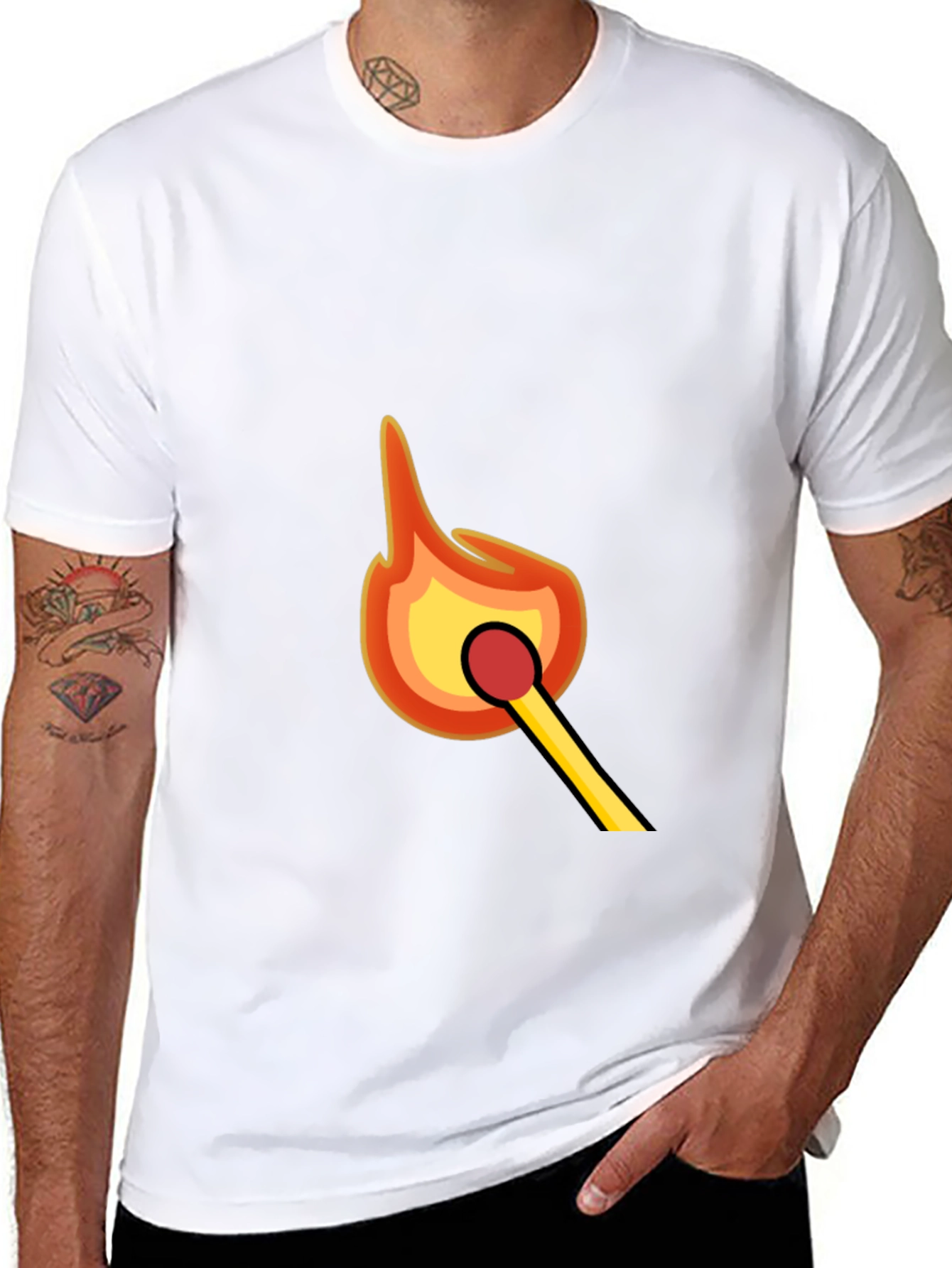 Burning Match Graphic Tee - Black Cotton Comfort