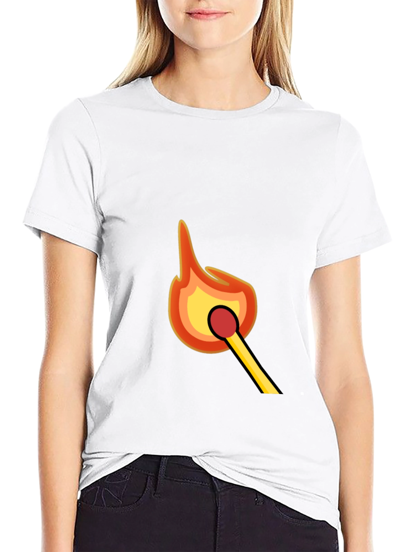 Burning Match Graphic Tee - Black Cotton Comfort