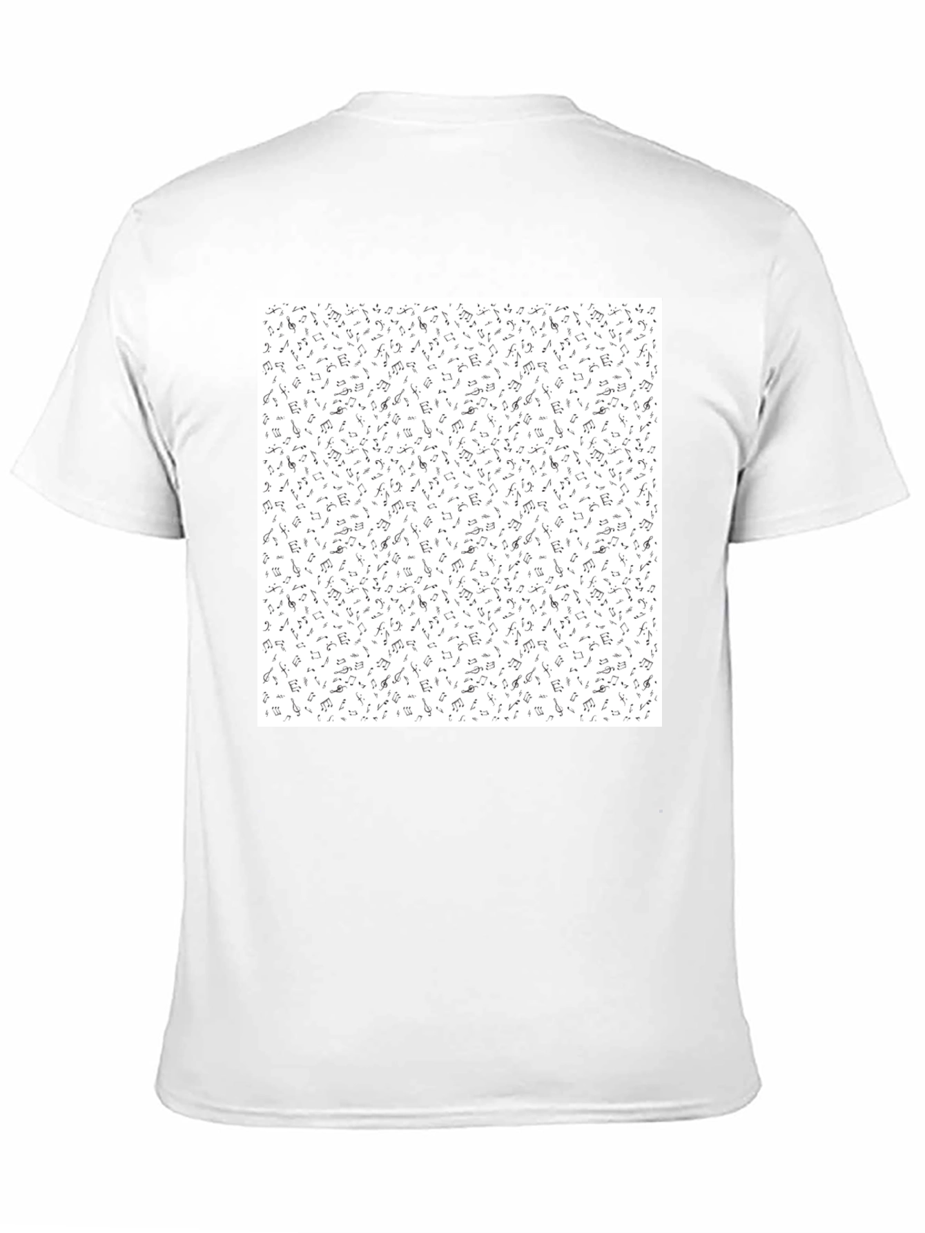 Musical Notes Pattern Black T-Shirt