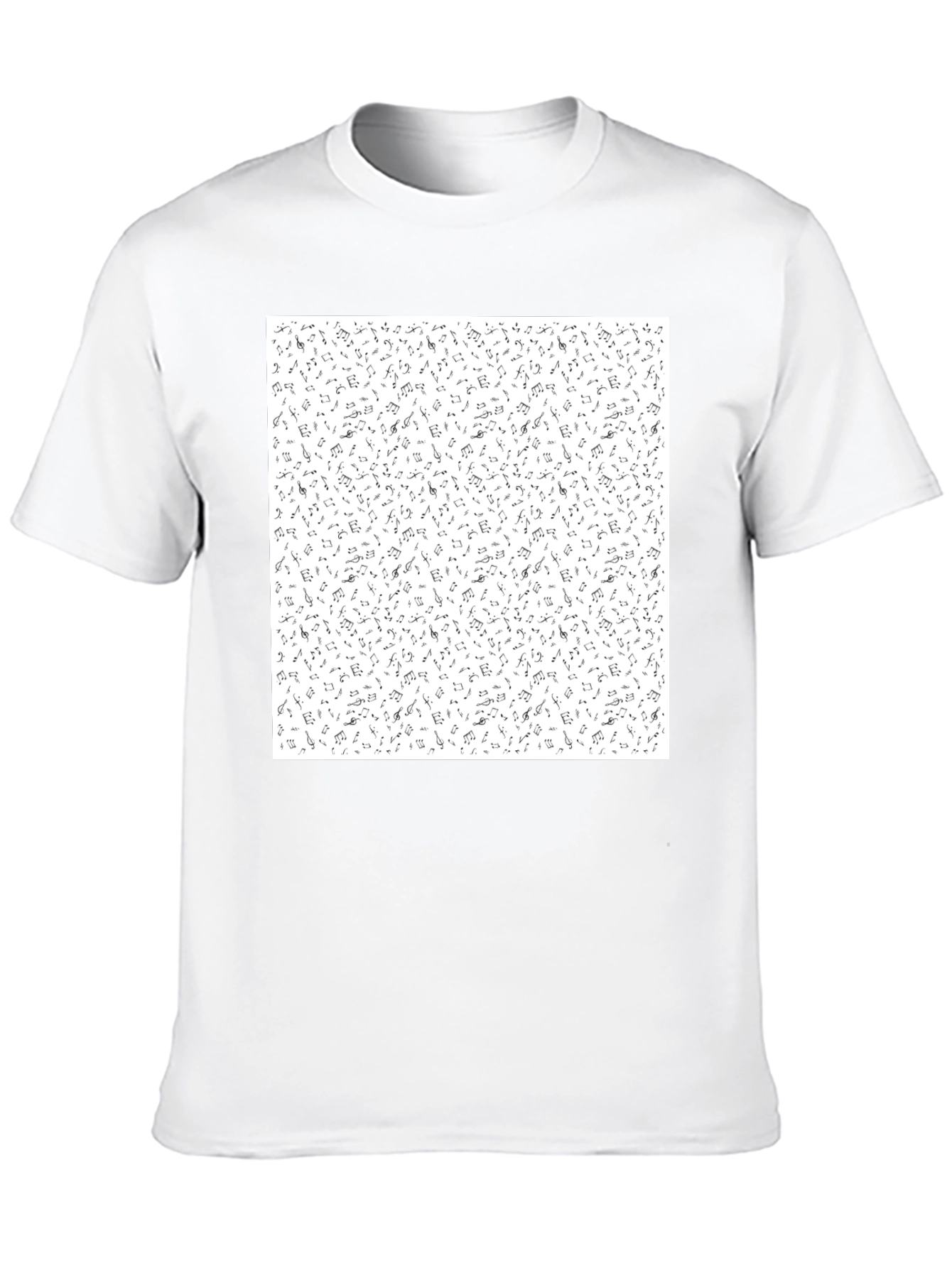 Musical Notes Pattern Black T-Shirt