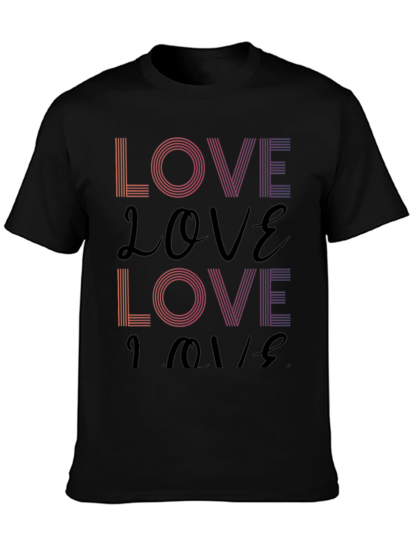 Retro Love T-Shirt - Stylish Gradient Design